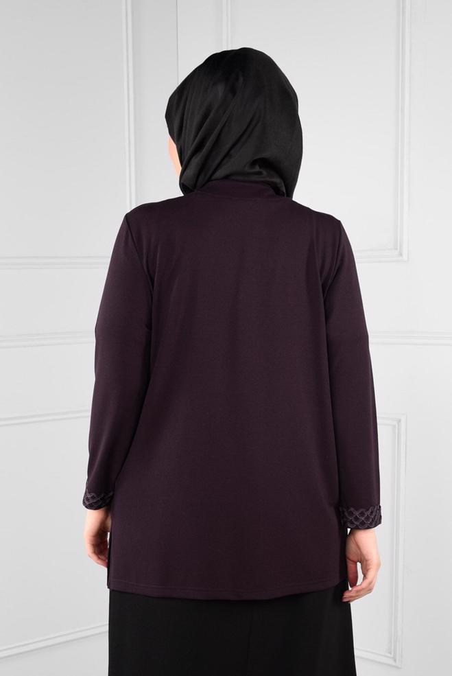 Vêtements hijab PRUNE BLOUSE À BRODÉ 2773 - ALVİNA