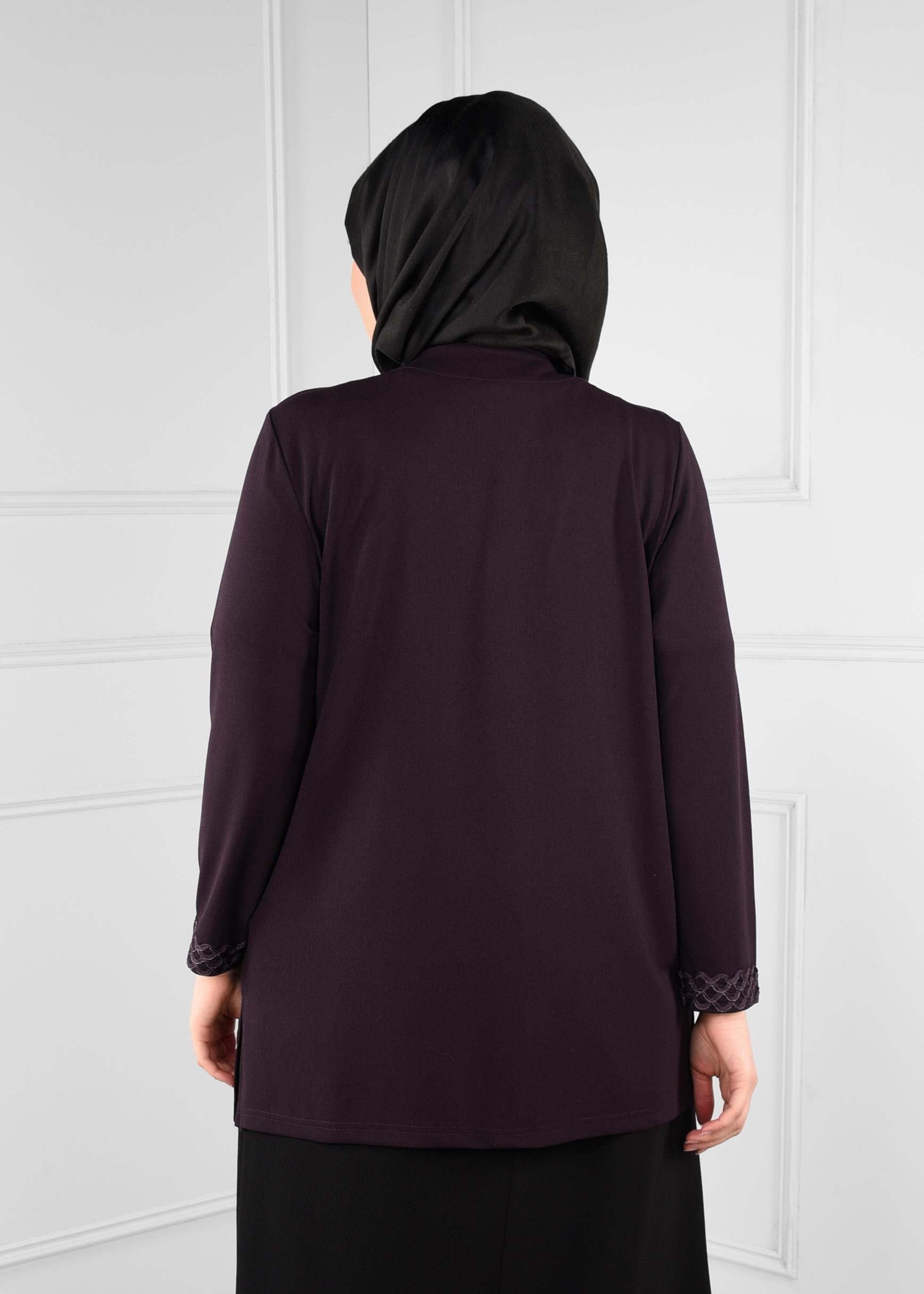 Tesettür giyim MÜRDÜM NAKIŞ İŞLEMELİ TRİKO BLUZ 2773