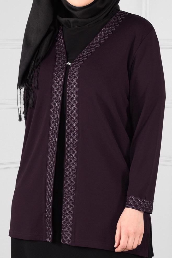 Vêtements hijab PRUNE BLOUSE À BRODÉ 2773 - ALVİNA