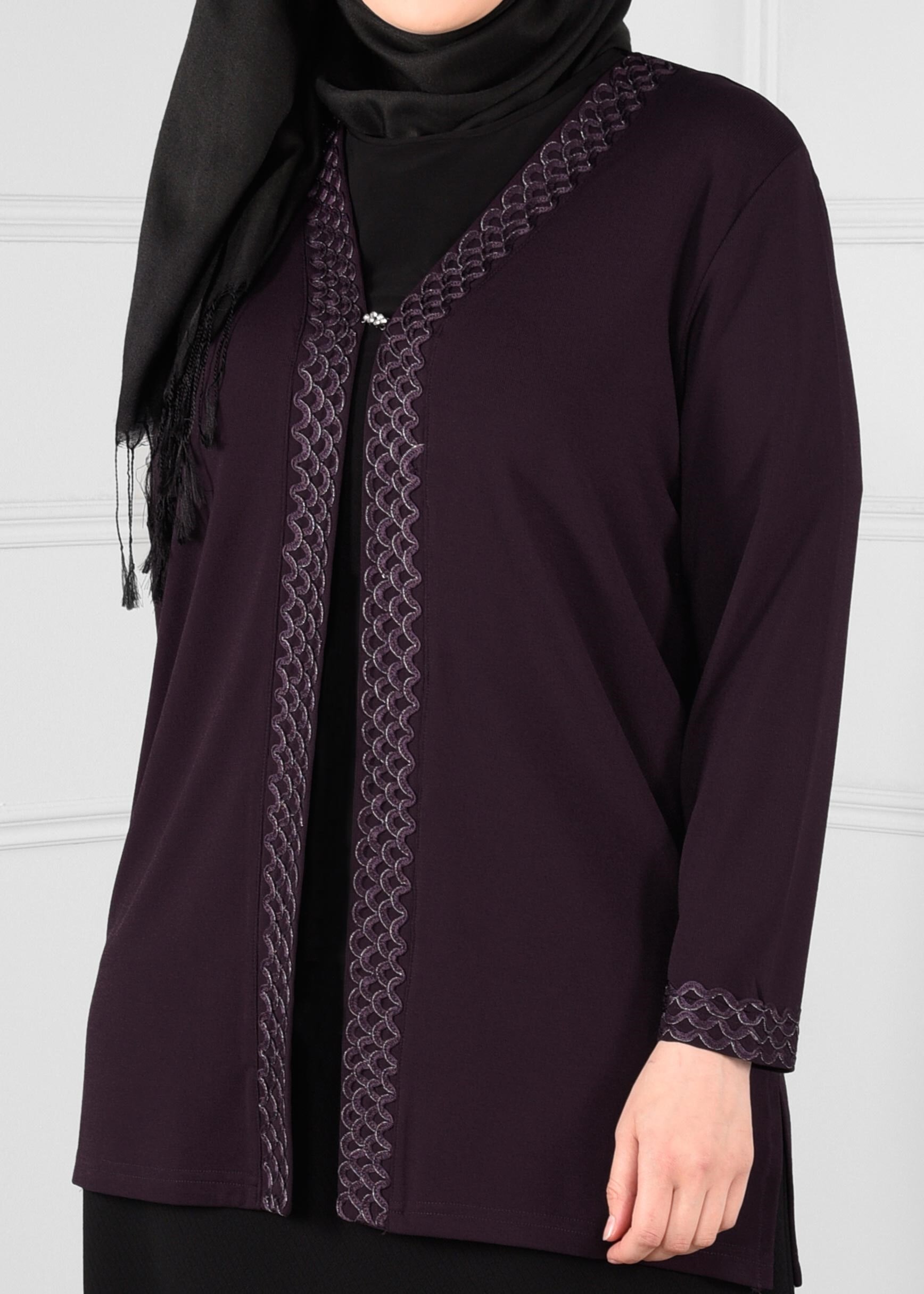 Tesettür giyim MÜRDÜM NAKIŞ İŞLEMELİ TRİKO BLUZ 2773