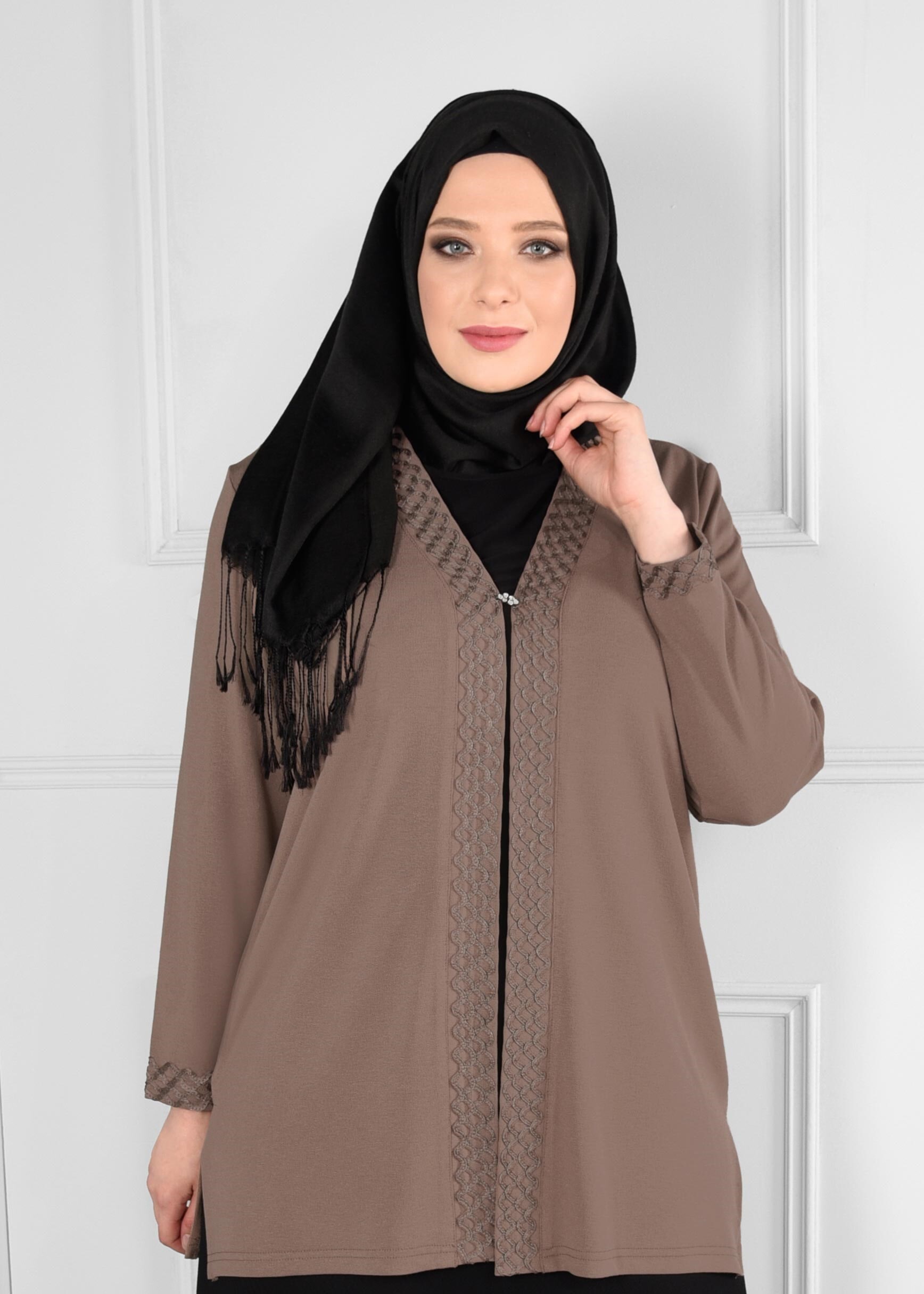 Hijab clothing MINK EMBROIDERED KNIT TOP 2773 