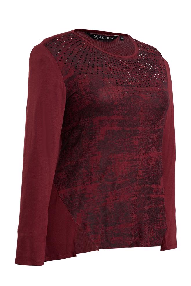 Vêtements hijab ROUGE BORDEAUX BLOUSE BRODÉE DE PIERRES PRÉCIEUSES 2775 - ALVİNA