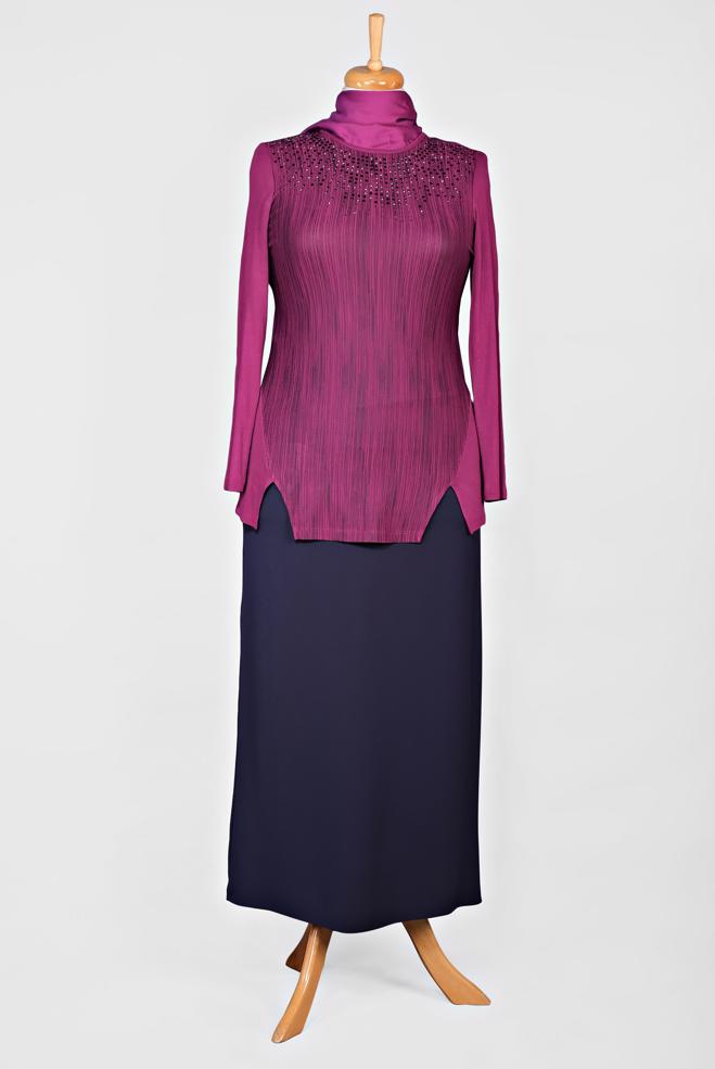 Vêtements hijab FUCHSIA BLOUSE BRODÉE DE PIERRES PRÉCIEUSES 2775 - ALVİNA
