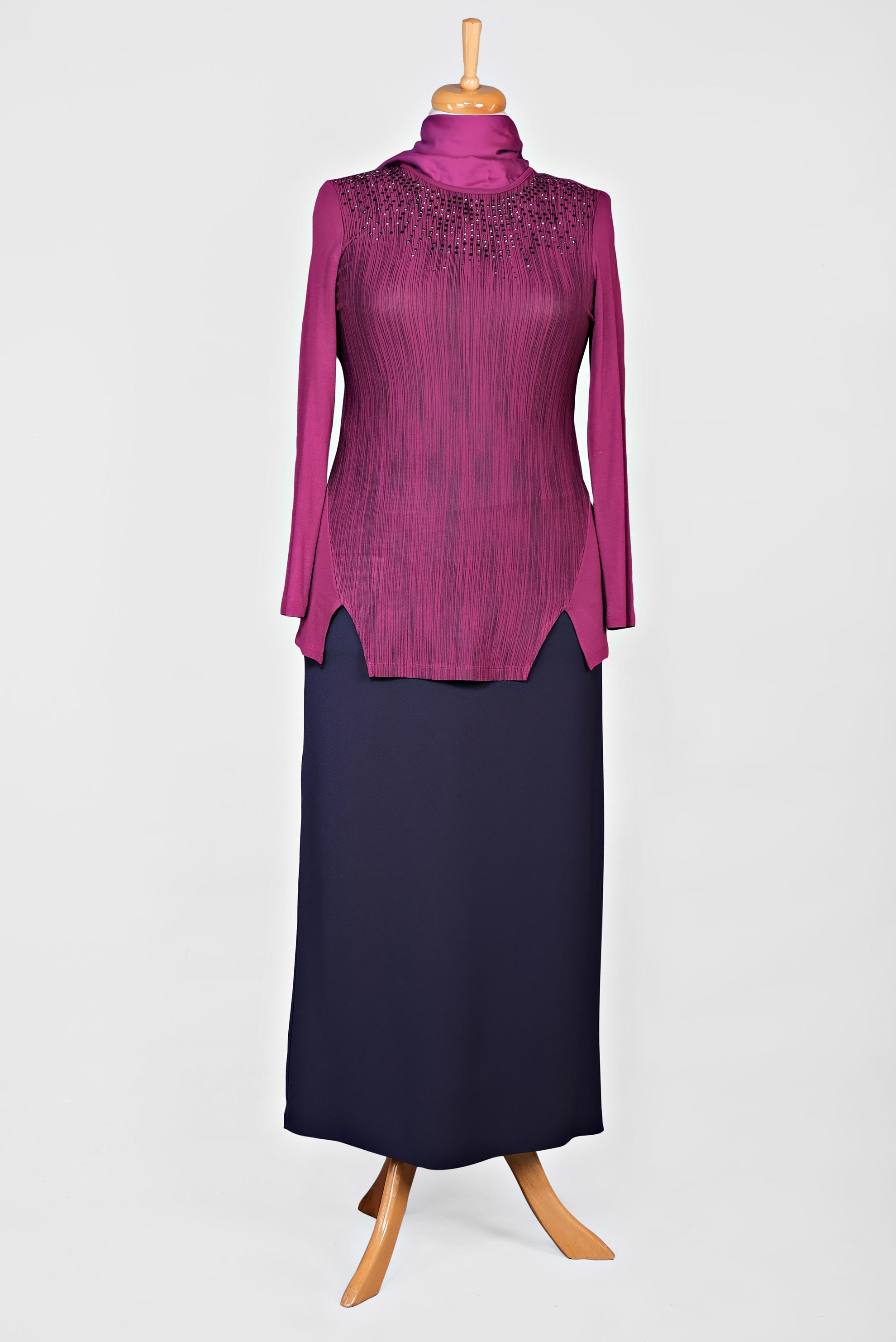 Vêtements hijab FUCHSIA BLOUSE BRODÉE DE PIERRES PRÉCIEUSES 2775