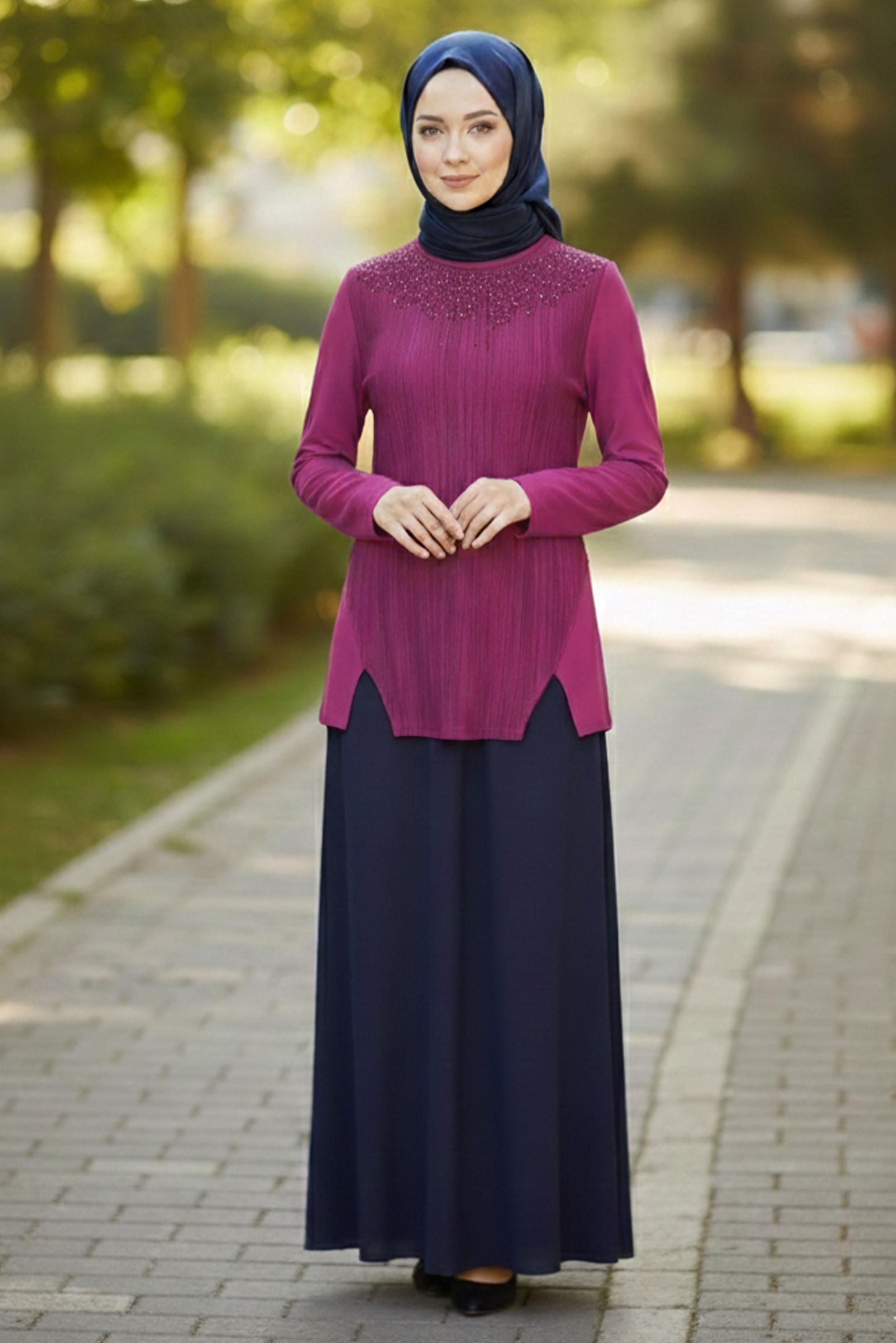 Hijab clothing FUCHSIA GEM EMBROIDERED BLOUSE 2775