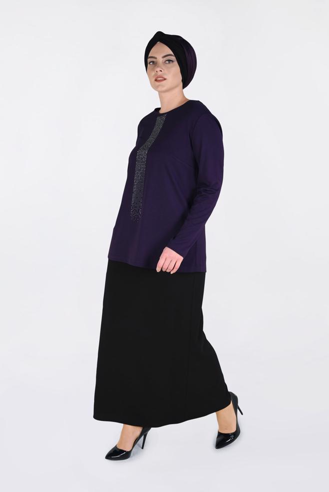 Hijab clothing PURPLE PRINTED TOP 2777  - ALVİNA
