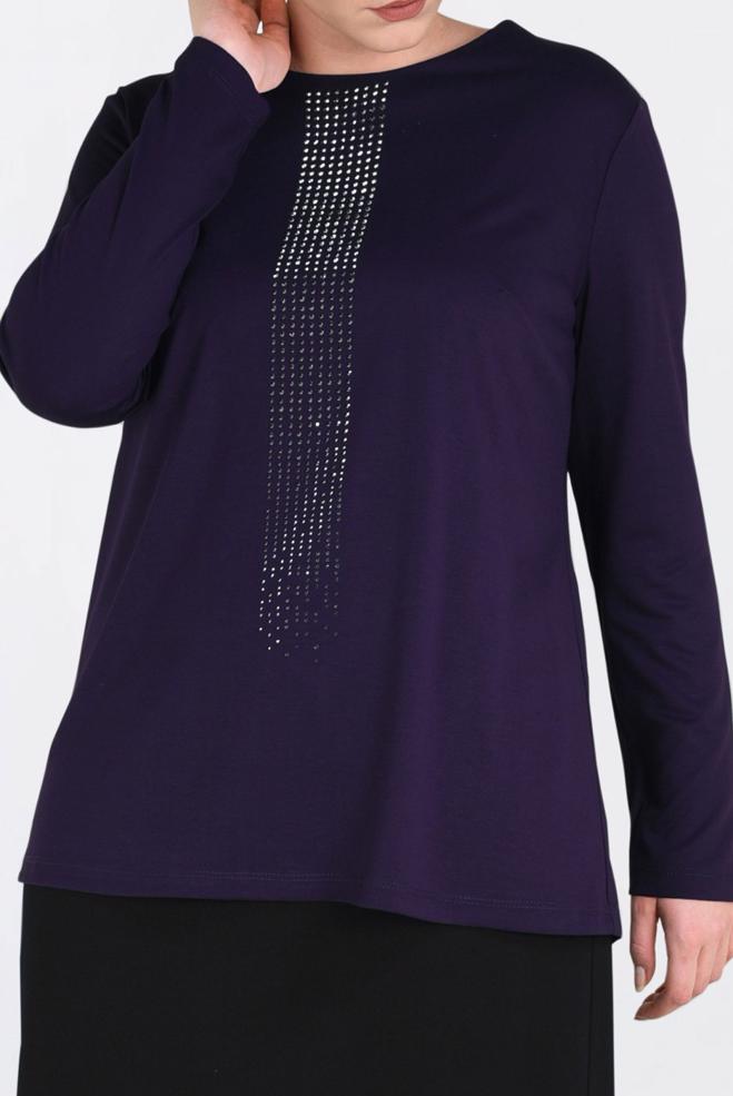 Hijab clothing PURPLE PRINTED TOP 2777  - ALVİNA