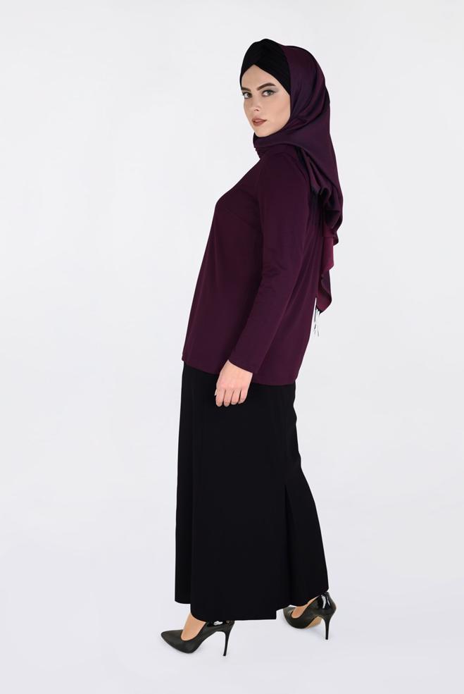 Vêtements hijab ROUGE BORDEAUX BLOUSE À IMPRIMÉ 2777  - ALVİNA
