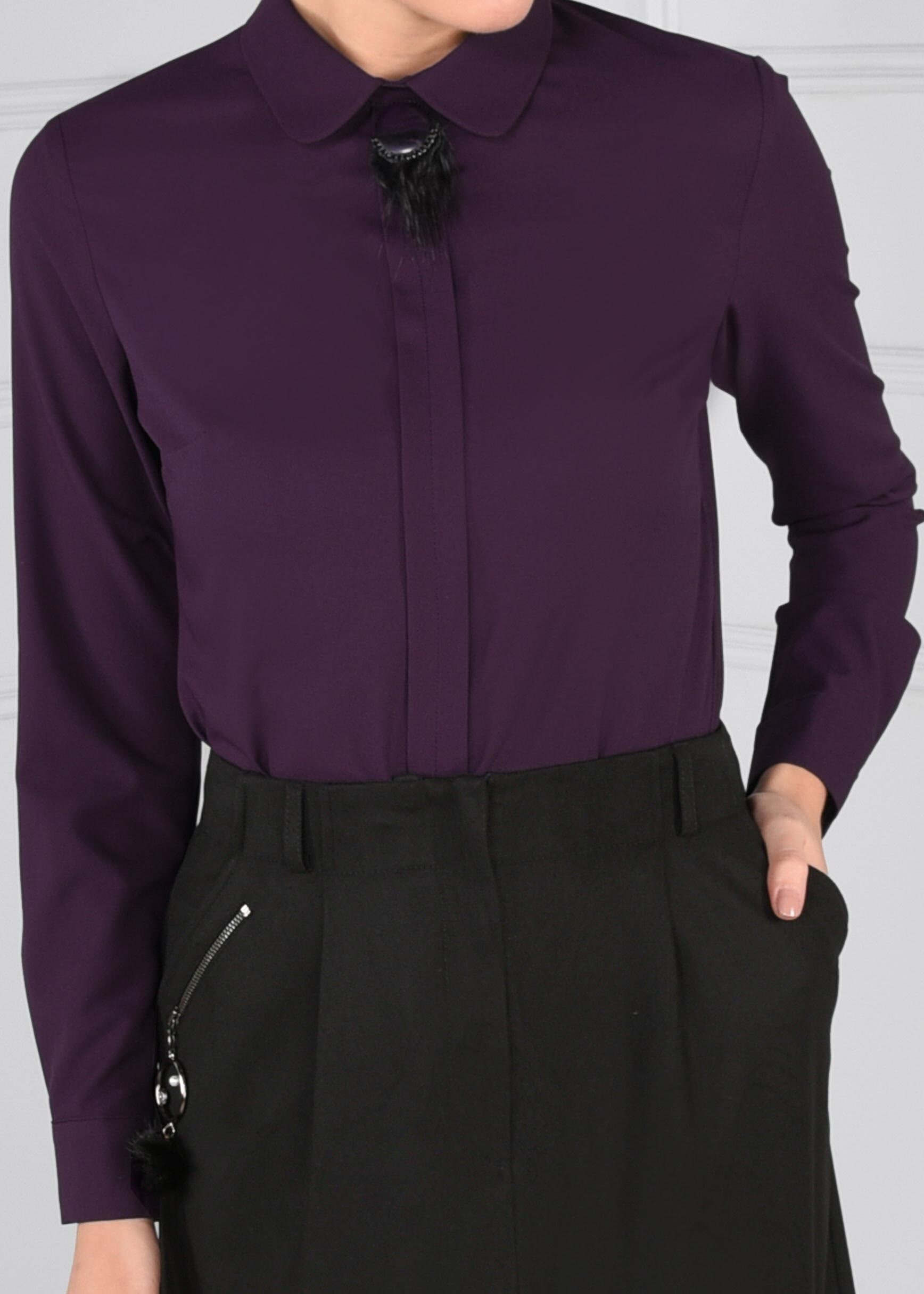 Tesettür giyim MOR BROŞ DETAYLI FERMUARLI BLUZ 4687