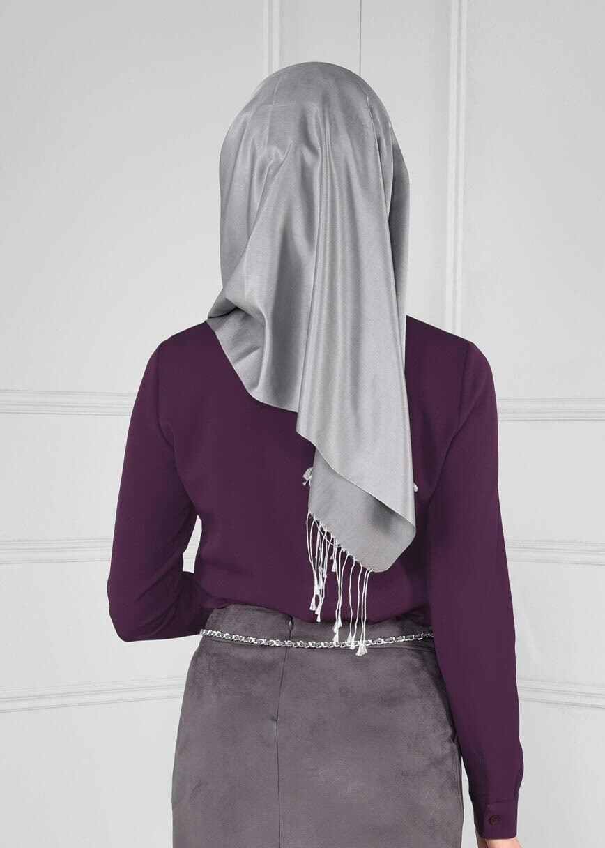 Tesettür giyim MOR DÜĞMELİ ERKEK YAKA BLUZ 4688