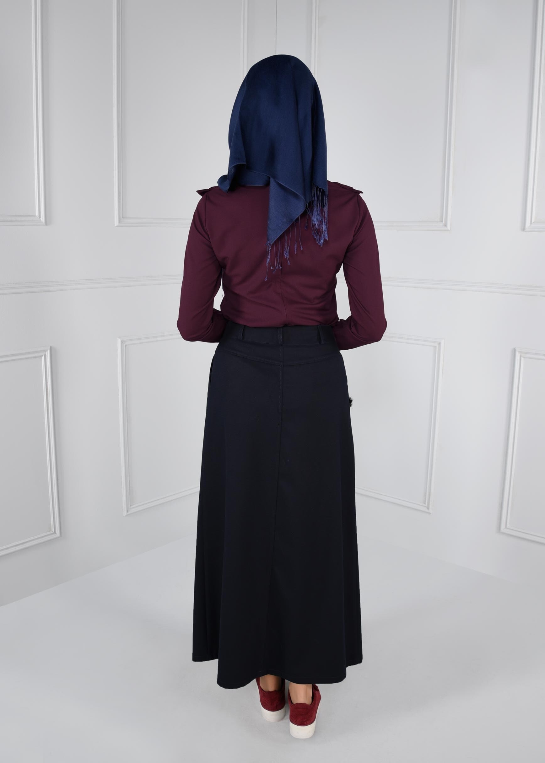 Tesettür giyim MÜRDÜM FIRFIRLI FERMUARLI BLUZ 4715