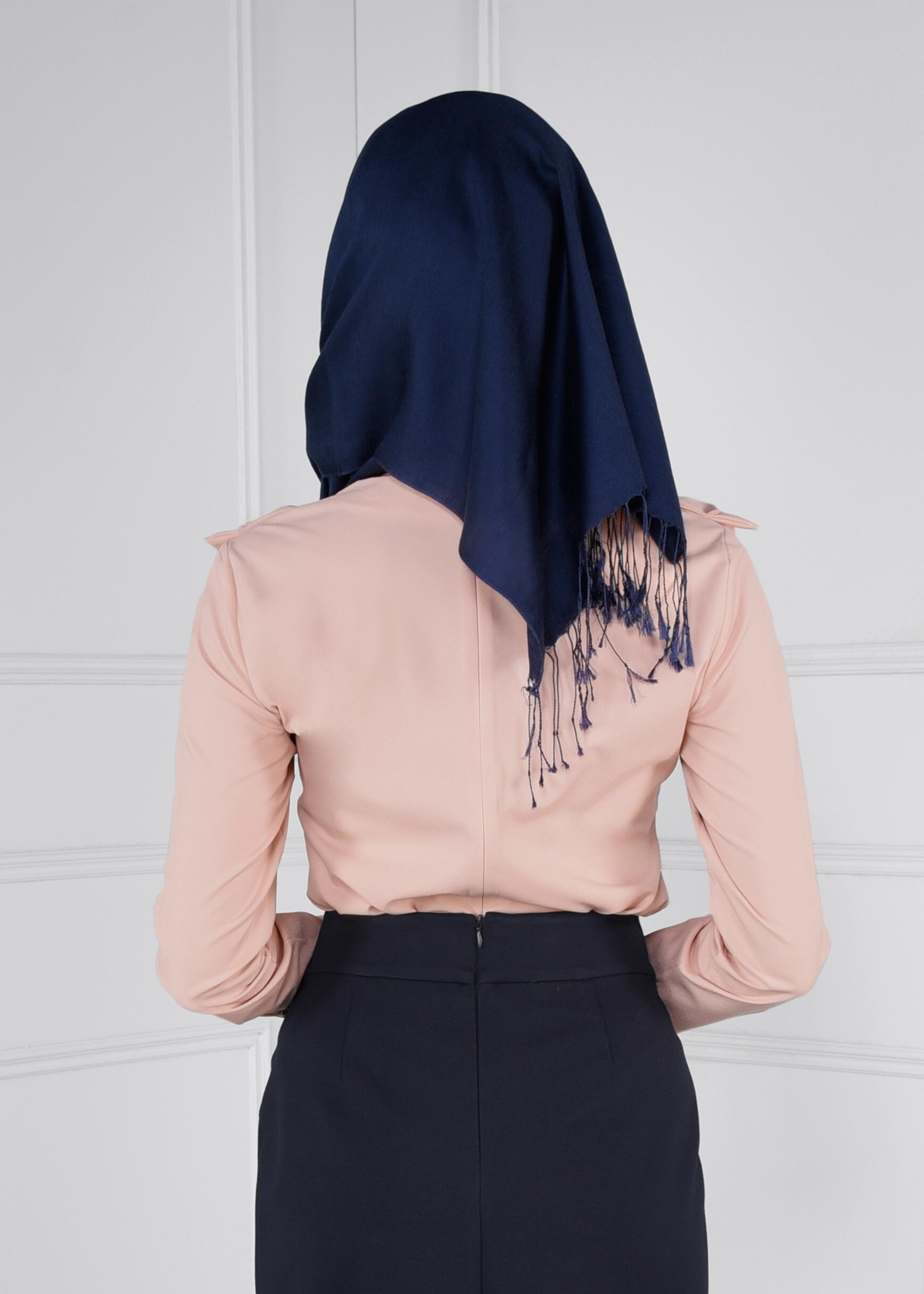 Tesettür giyim PUDRA FIRFIRLI FERMUARLI BLUZ 4715