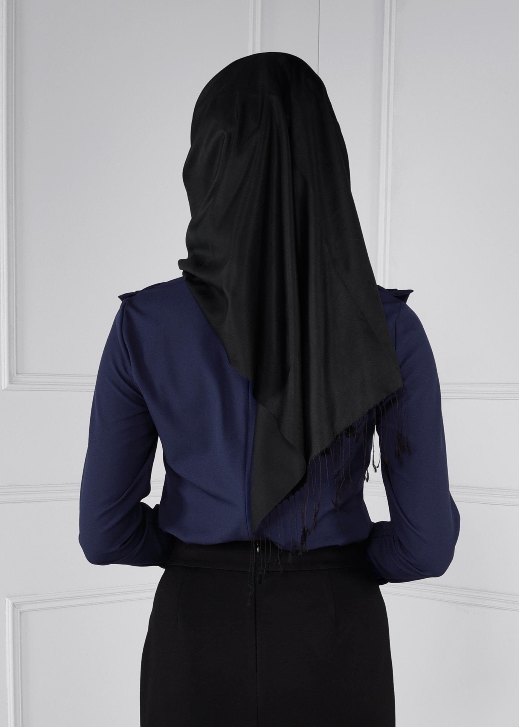 Tesettür giyim LACİVERT FIRFIRLI FERMUARLI BLUZ 4715