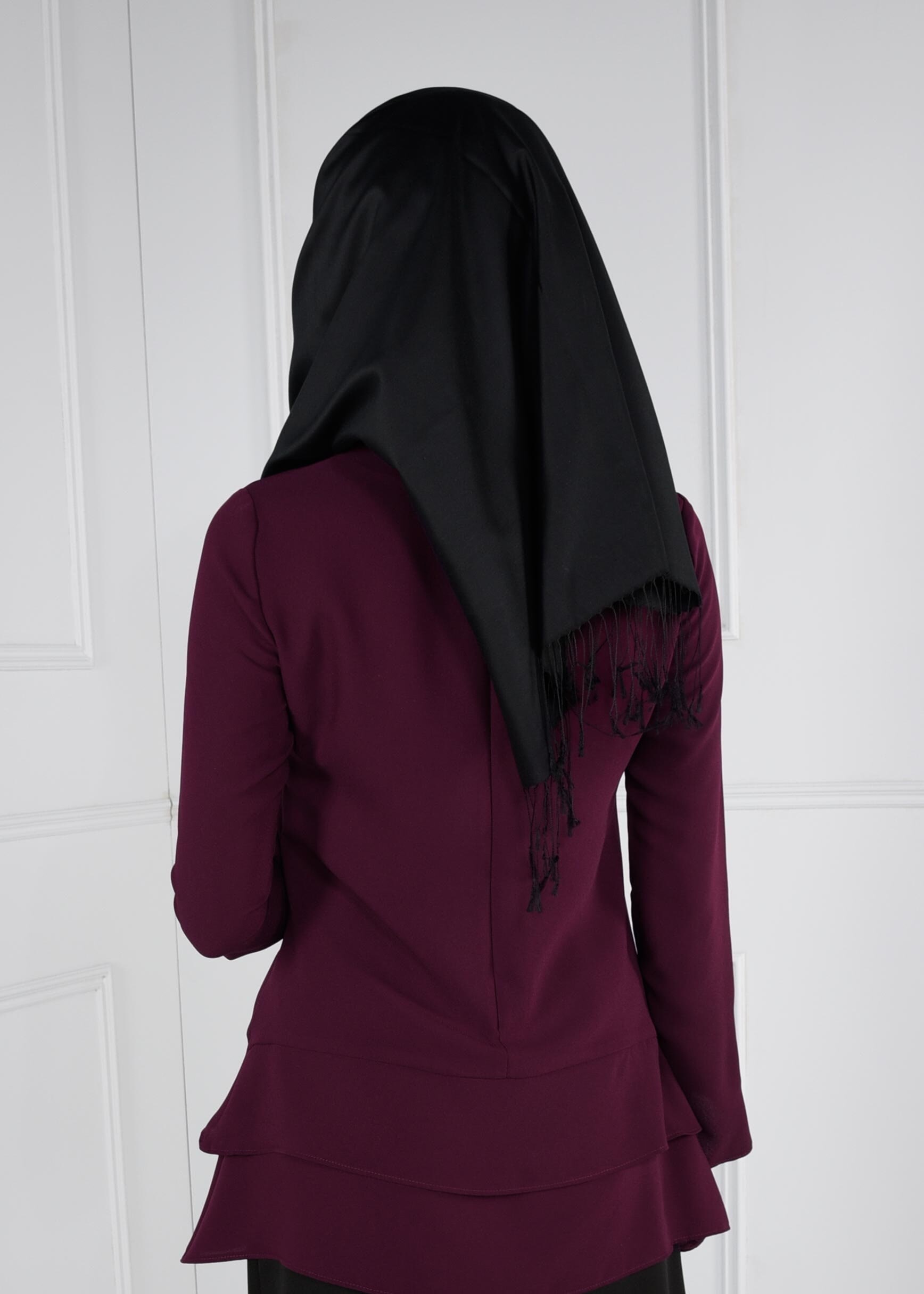 Tesettür giyim MÜRDÜM FERMUARLI ASİMETRİK KESİM KREP BLUZ 4738