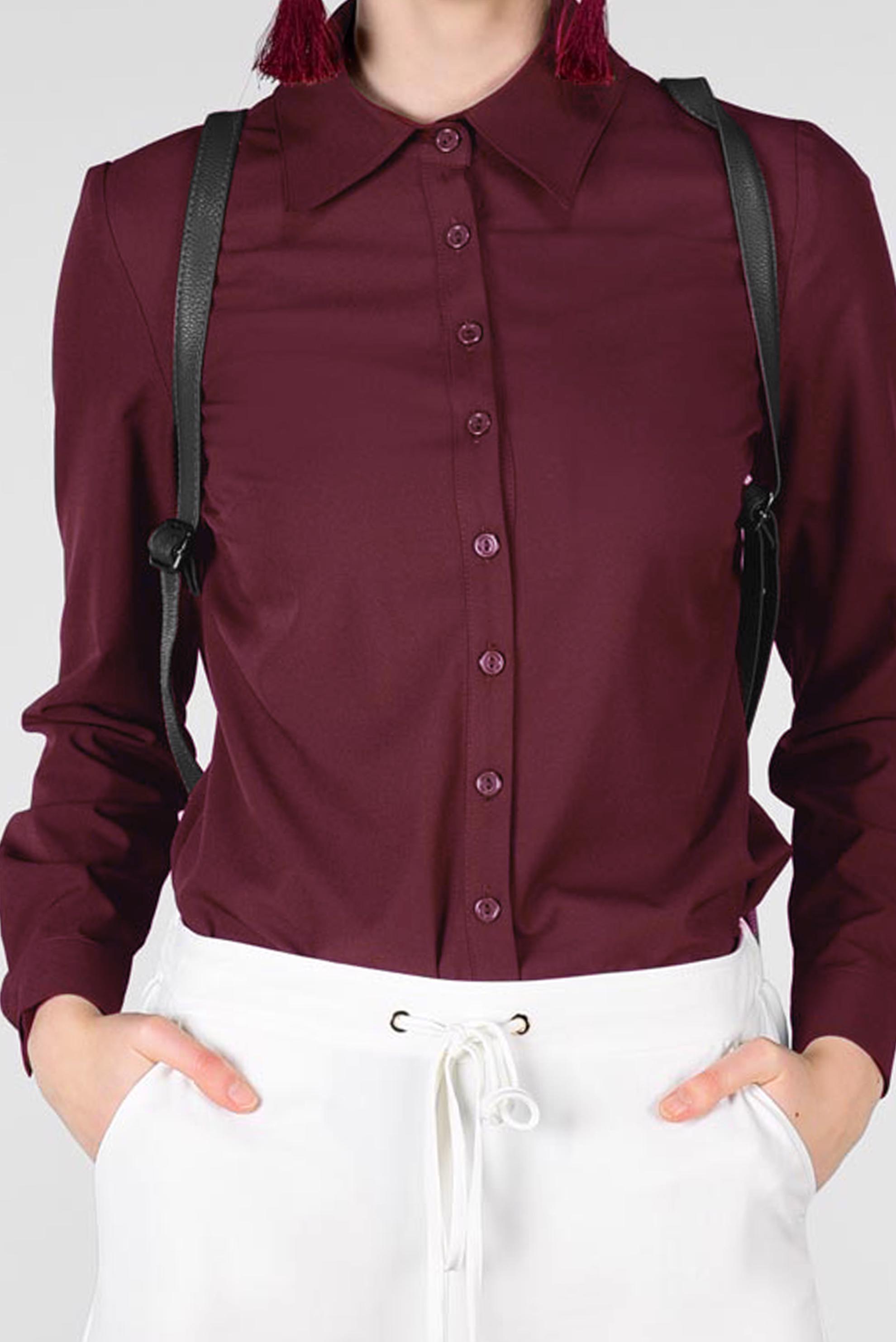 Tesettür giyim BORDO ERKEK YAKA DAR BLUZ 4751 