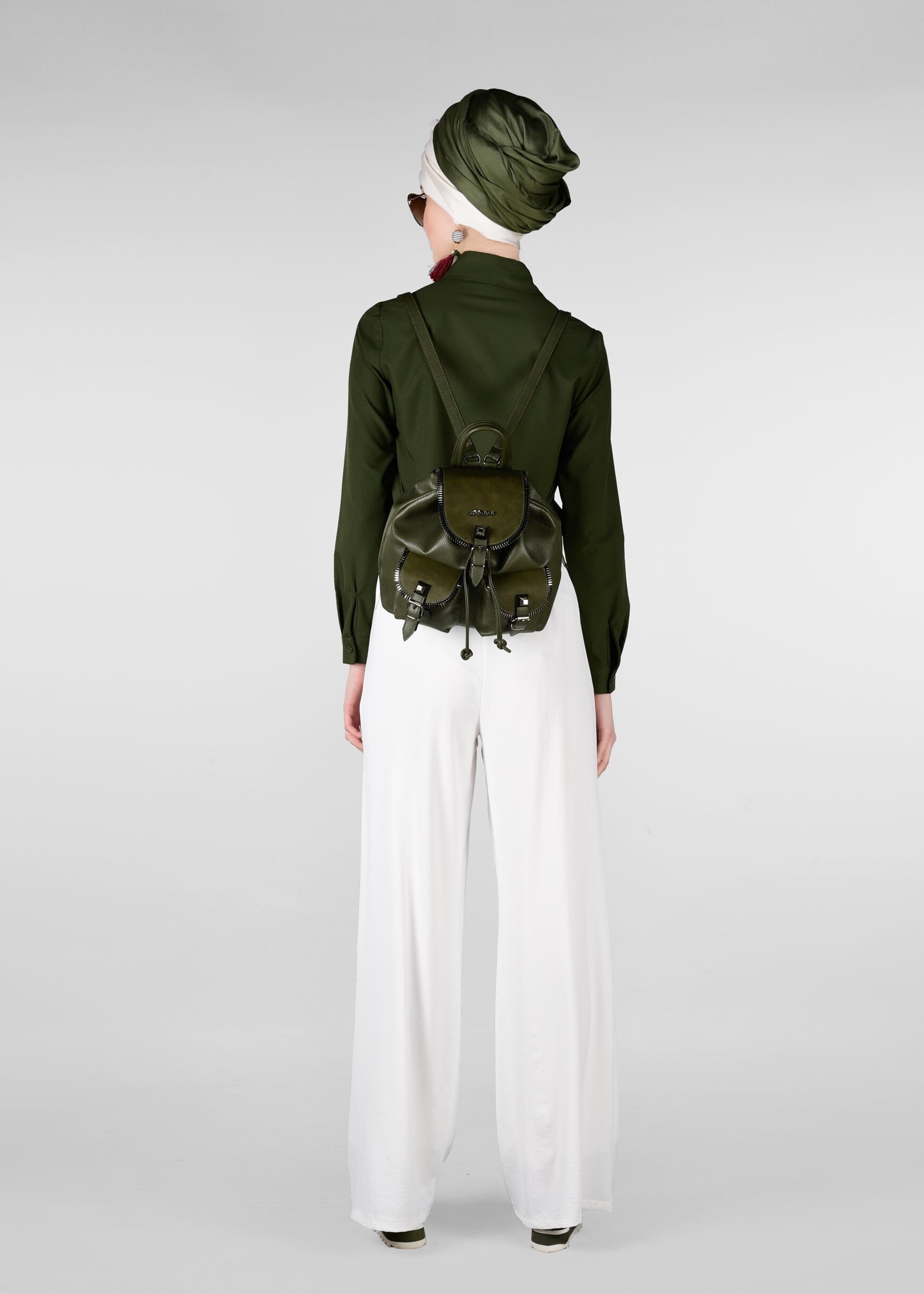 Tesettür giyim HAKİ ERKEK YAKA DAR BLUZ 4751 