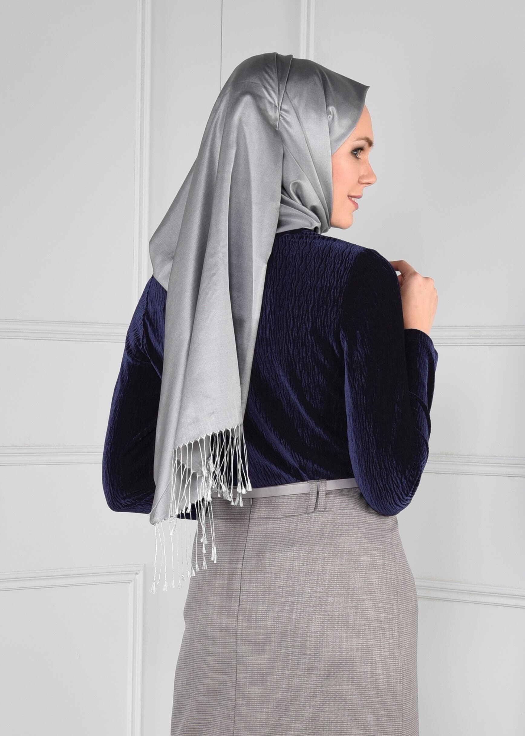 Tesettür giyim LACİVERT KADİFE PİLİSE BLUZ 4858