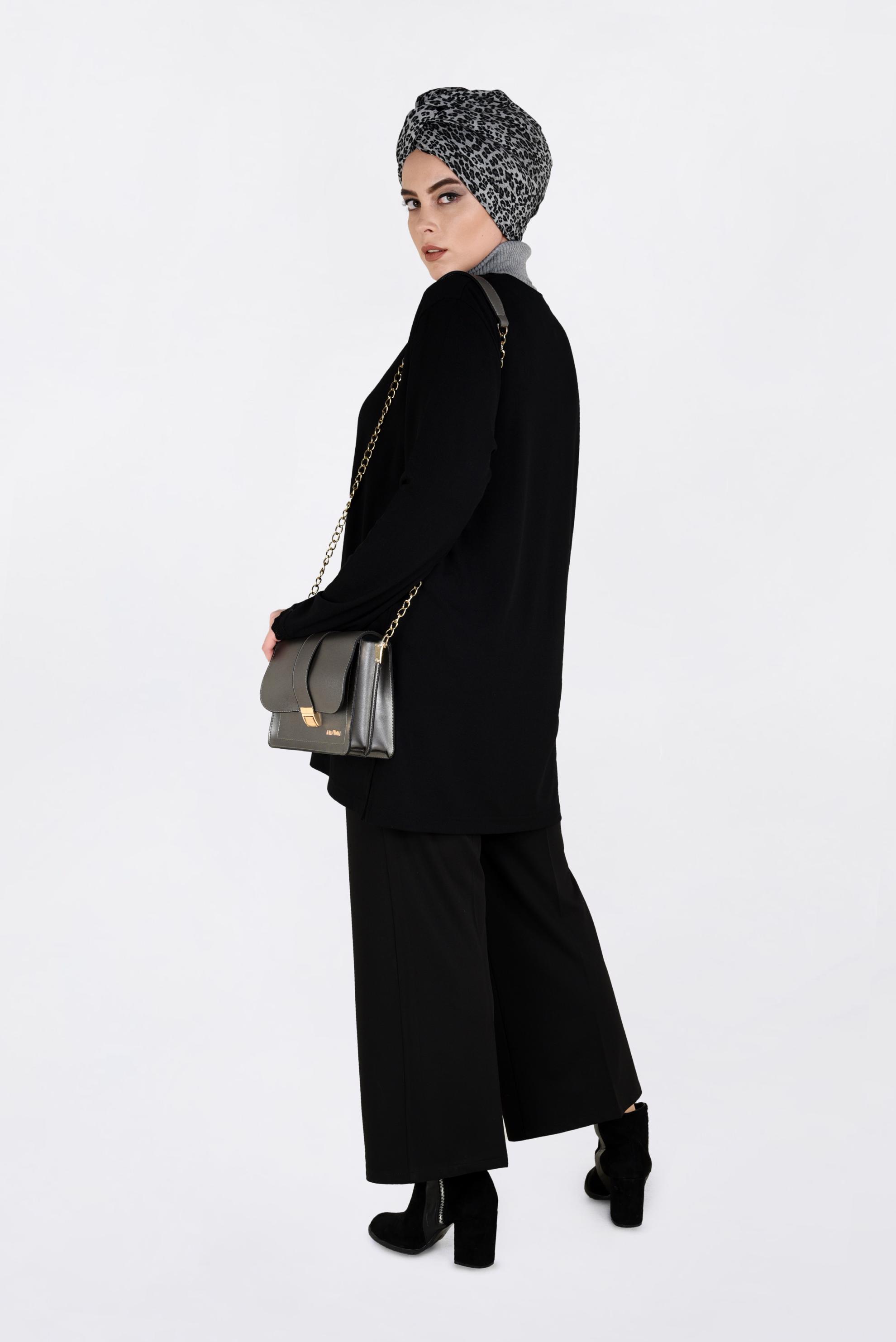 Hijab clothing BLACK BUTTONED KNIT JACKET 2772