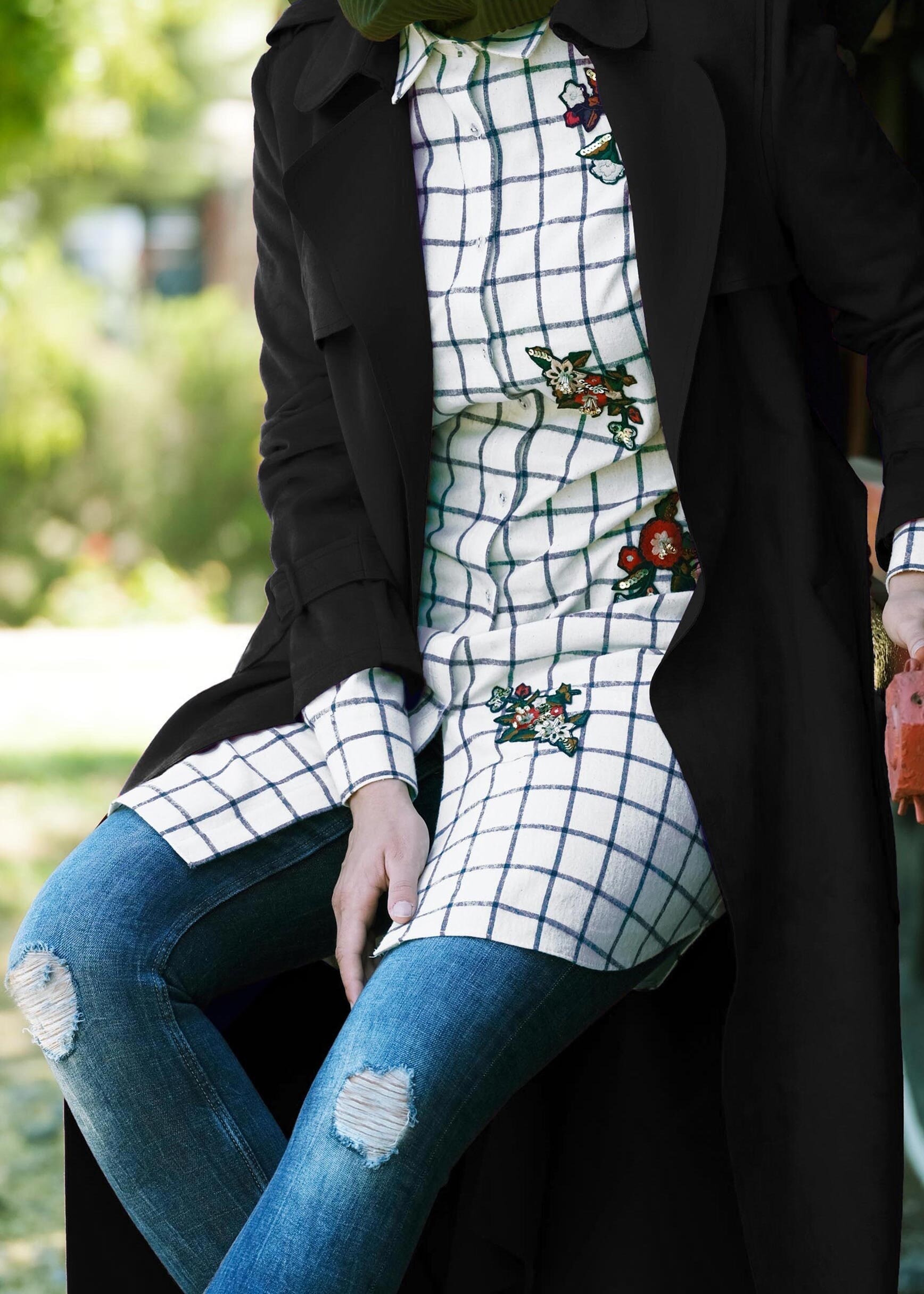 Tesettür giyim SİYAH KEMERLİ SÜET CEKET 4760