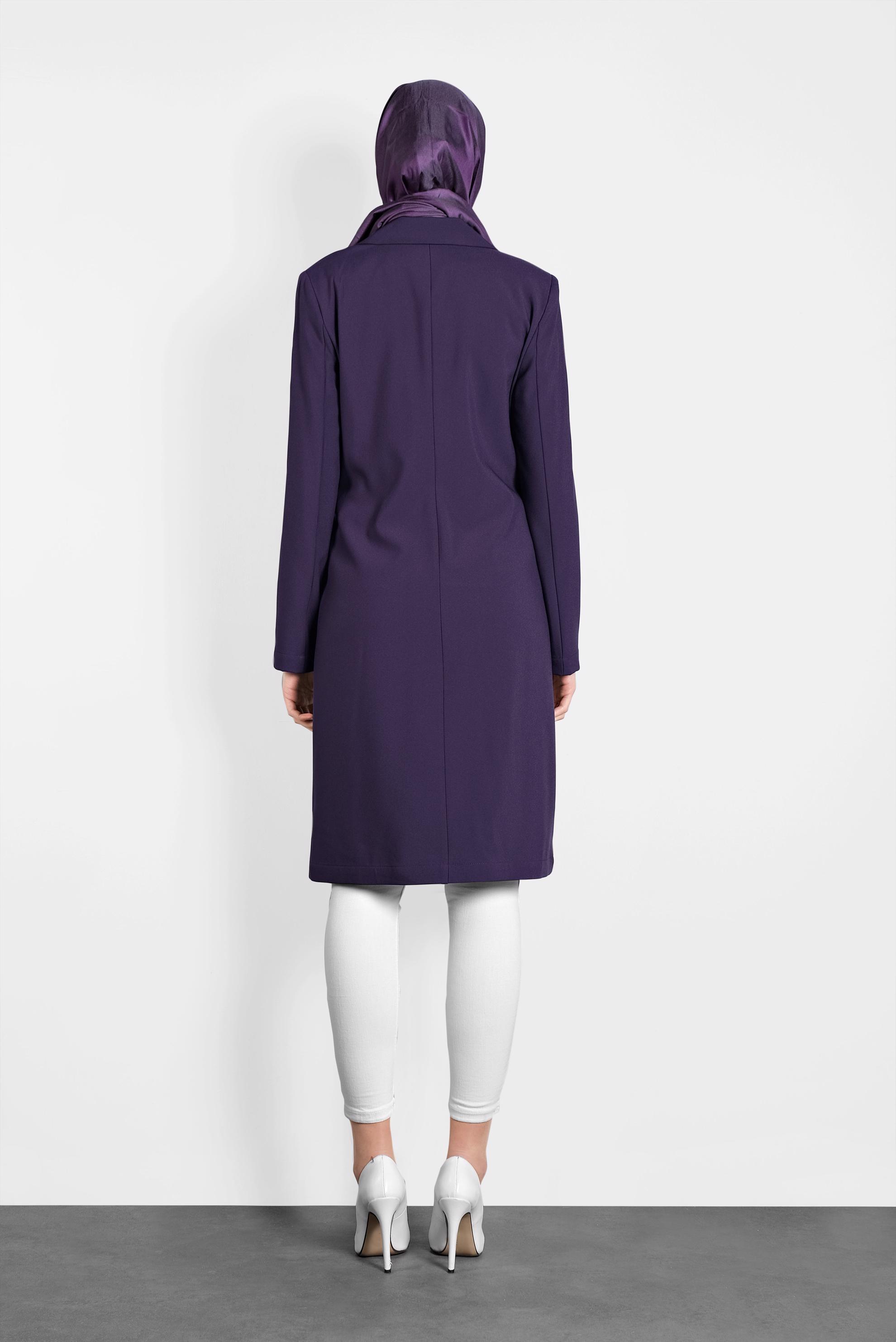 Tesettür giyim MOR CEPLİ DÜĞMELİ DÜZ KESİM CEKET 4800