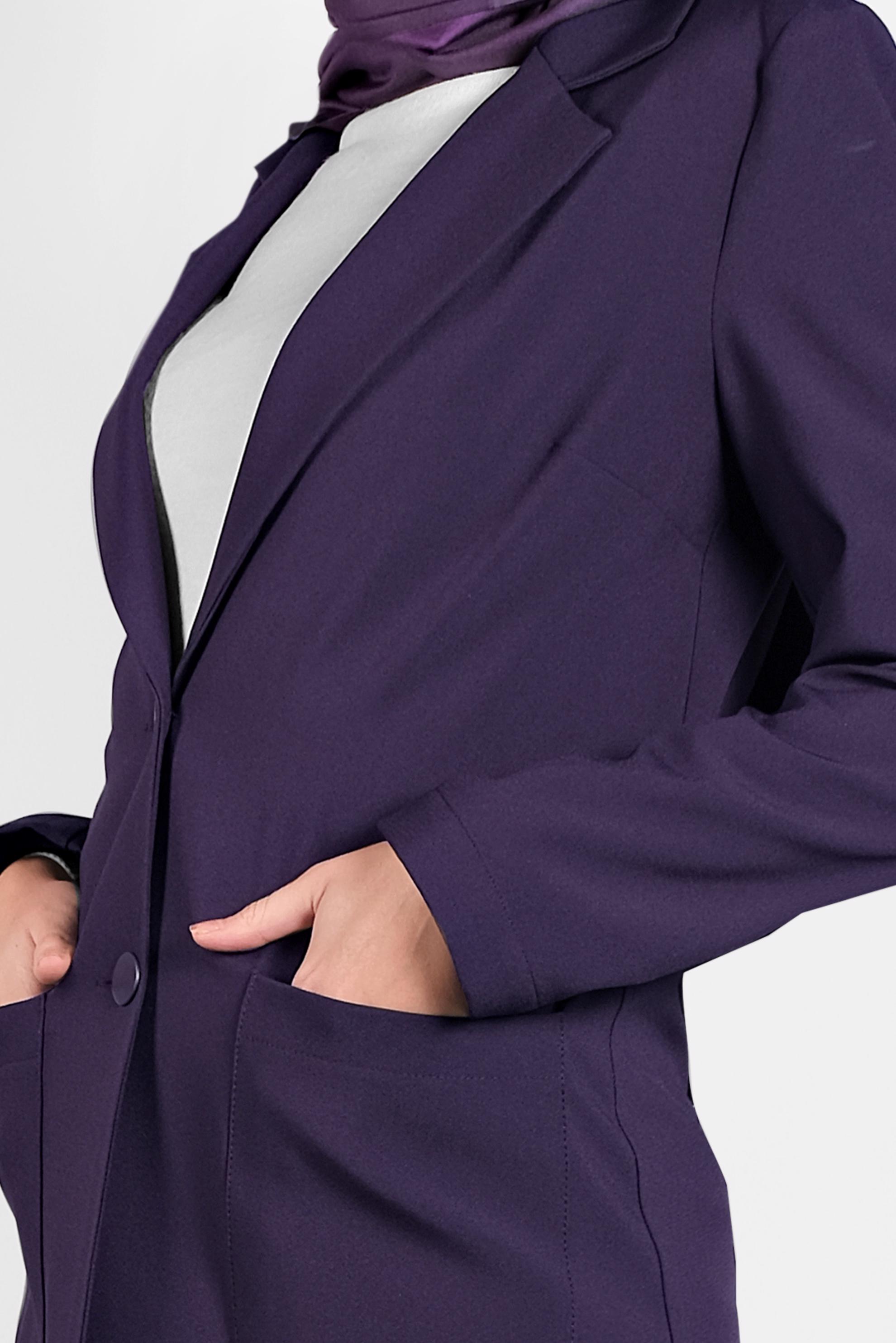 Tesettür giyim MOR CEPLİ DÜĞMELİ DÜZ KESİM CEKET 4800