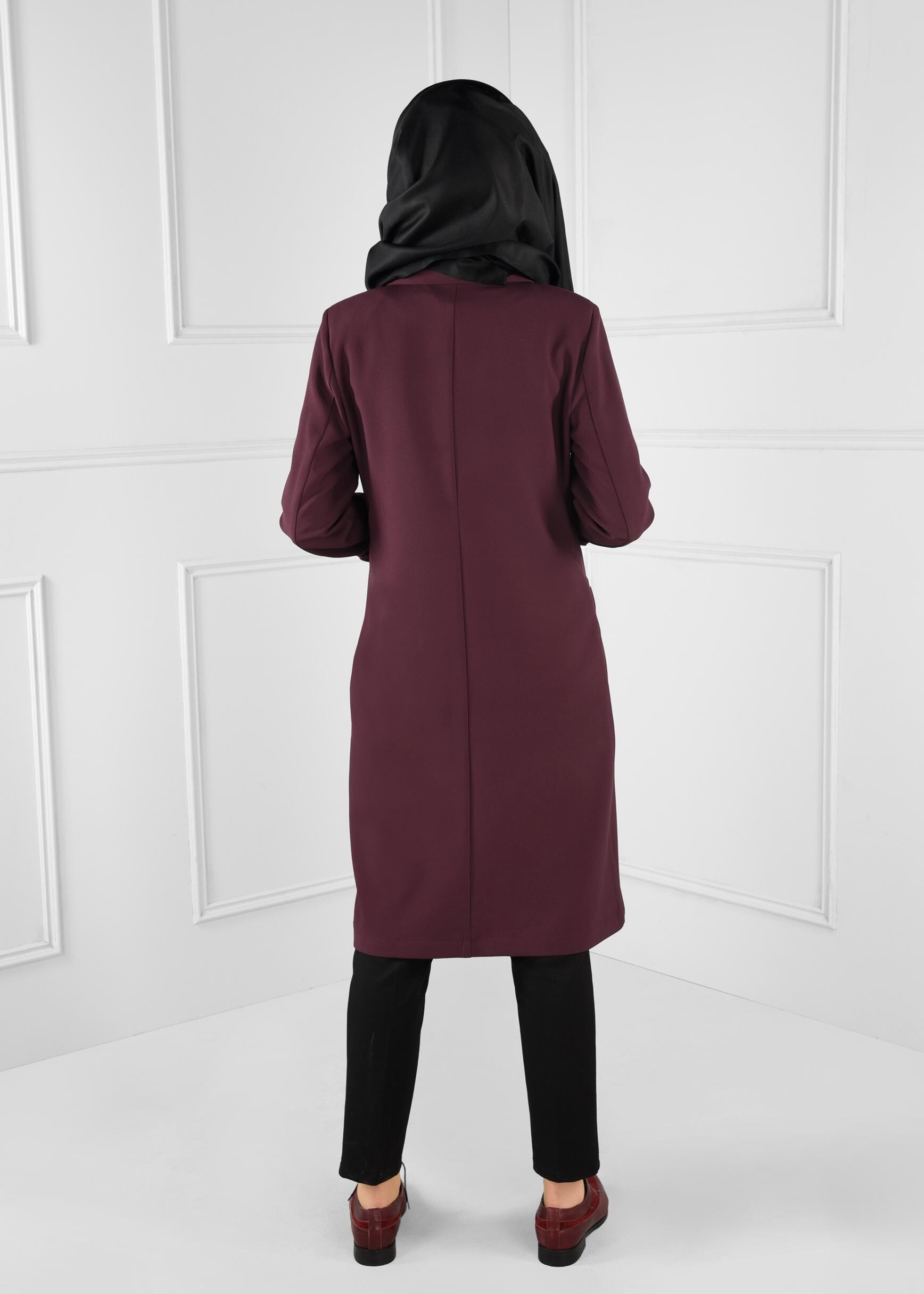 Tesettür giyim MÜRDÜM CEPLİ DÜĞMELİ DÜZ KESİM CEKET 4800