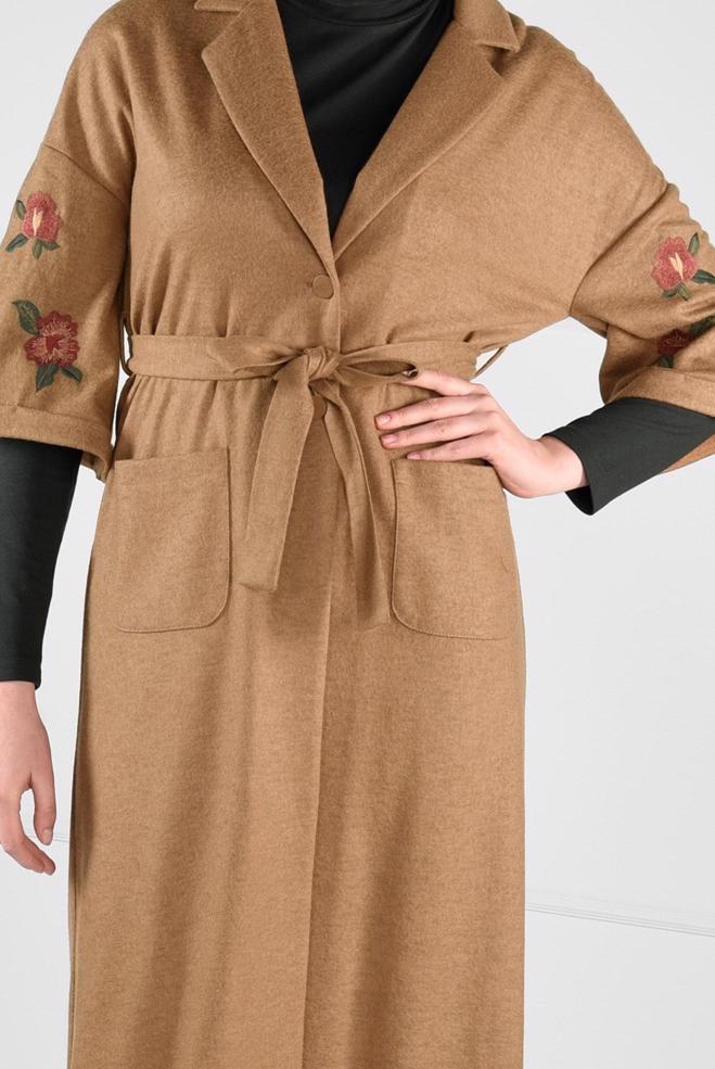 Vêtements hijab BRUN VESTE À BRODÉE 4839  - ALVİNA