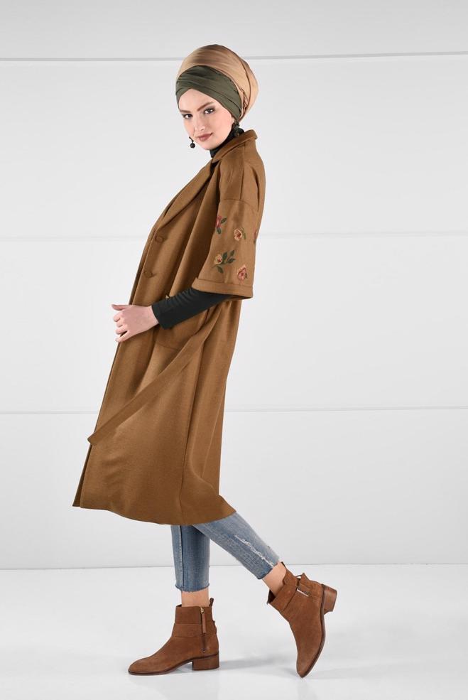 Vêtements hijab TABA VESTE À BRODÉE 4839  - ALVİNA