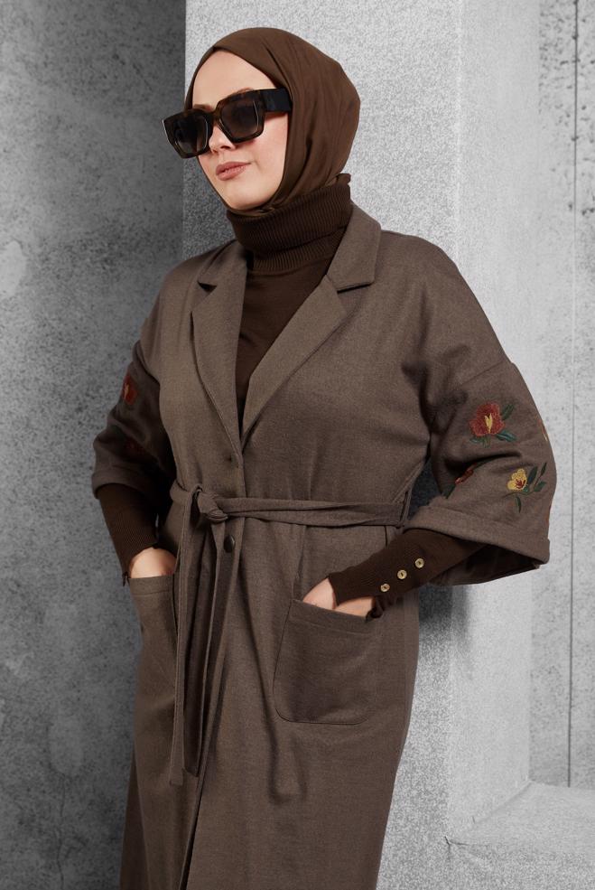 Vêtements hijab VISON VESTE À BRODÉE 4839  - ALVİNA