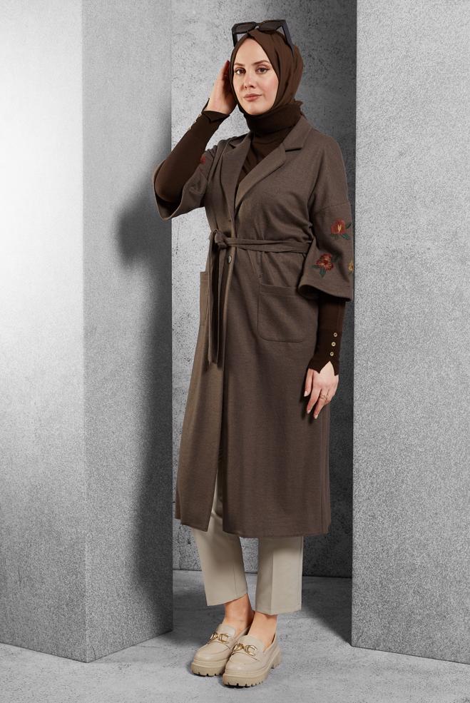 Vêtements hijab VISON VESTE À BRODÉE 4839  - ALVİNA