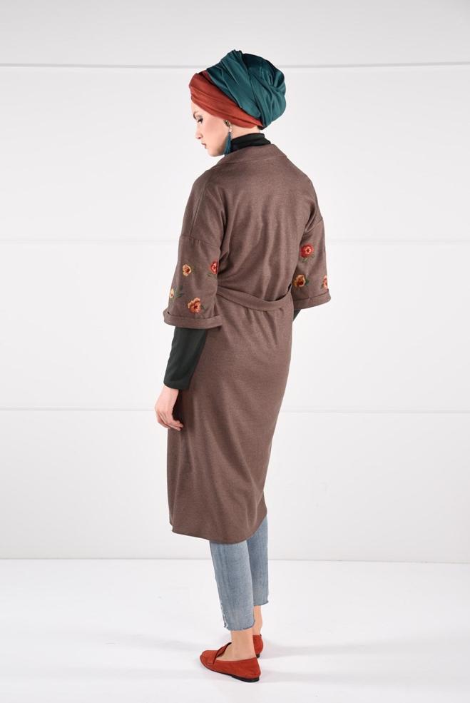 Vêtements hijab VISON VESTE À BRODÉE 4839  - ALVİNA