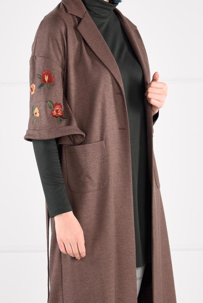 Vêtements hijab VISON VESTE À BRODÉE 4839  - ALVİNA