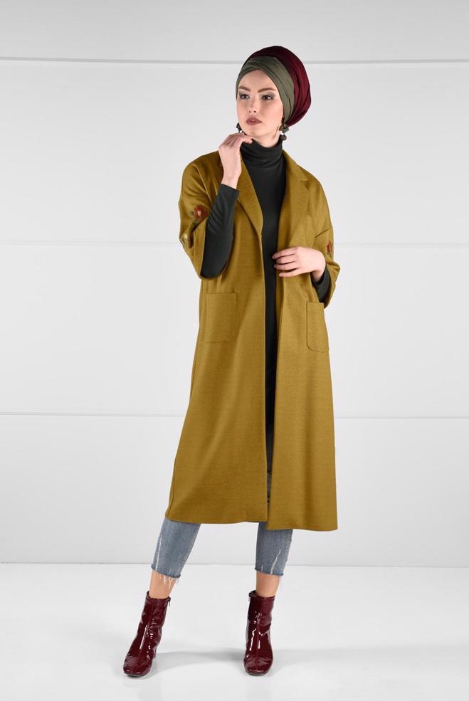 Vêtements hijab VERT VESTE À BRODÉE 4839  - ALVİNA