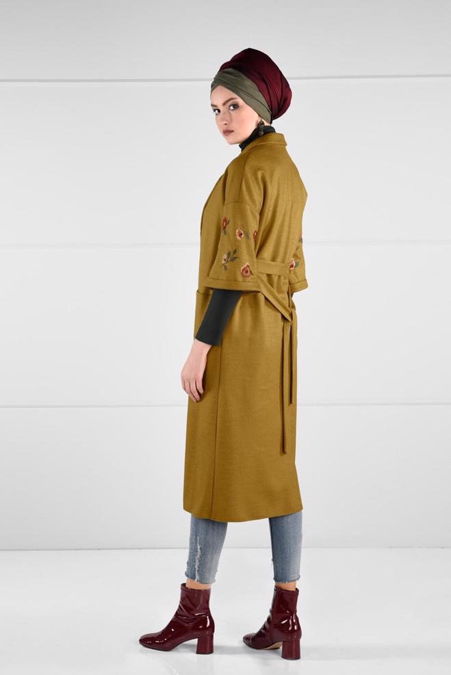 Vêtements hijab VERT VESTE À BRODÉE 4839  - ALVİNA