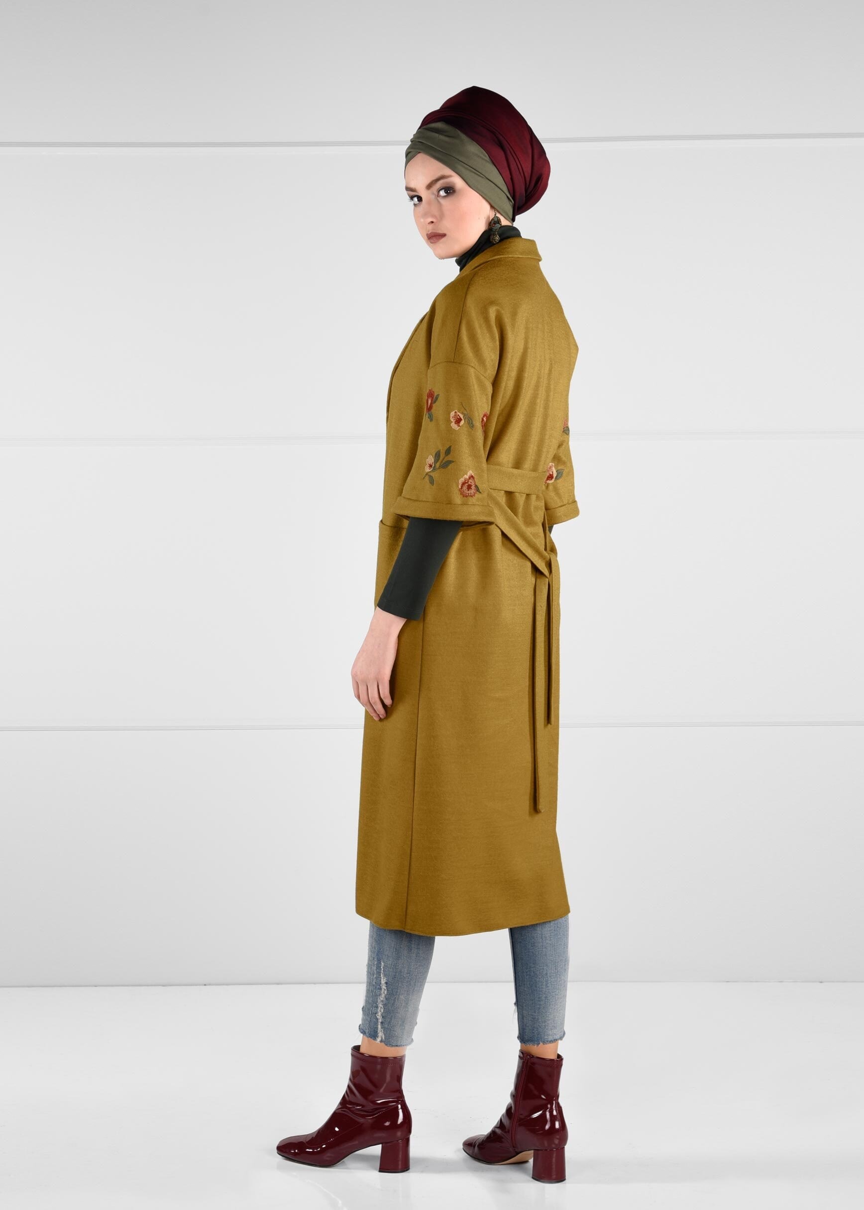 Hijab clothing GREEN EMBROIDERED JACKET 4839