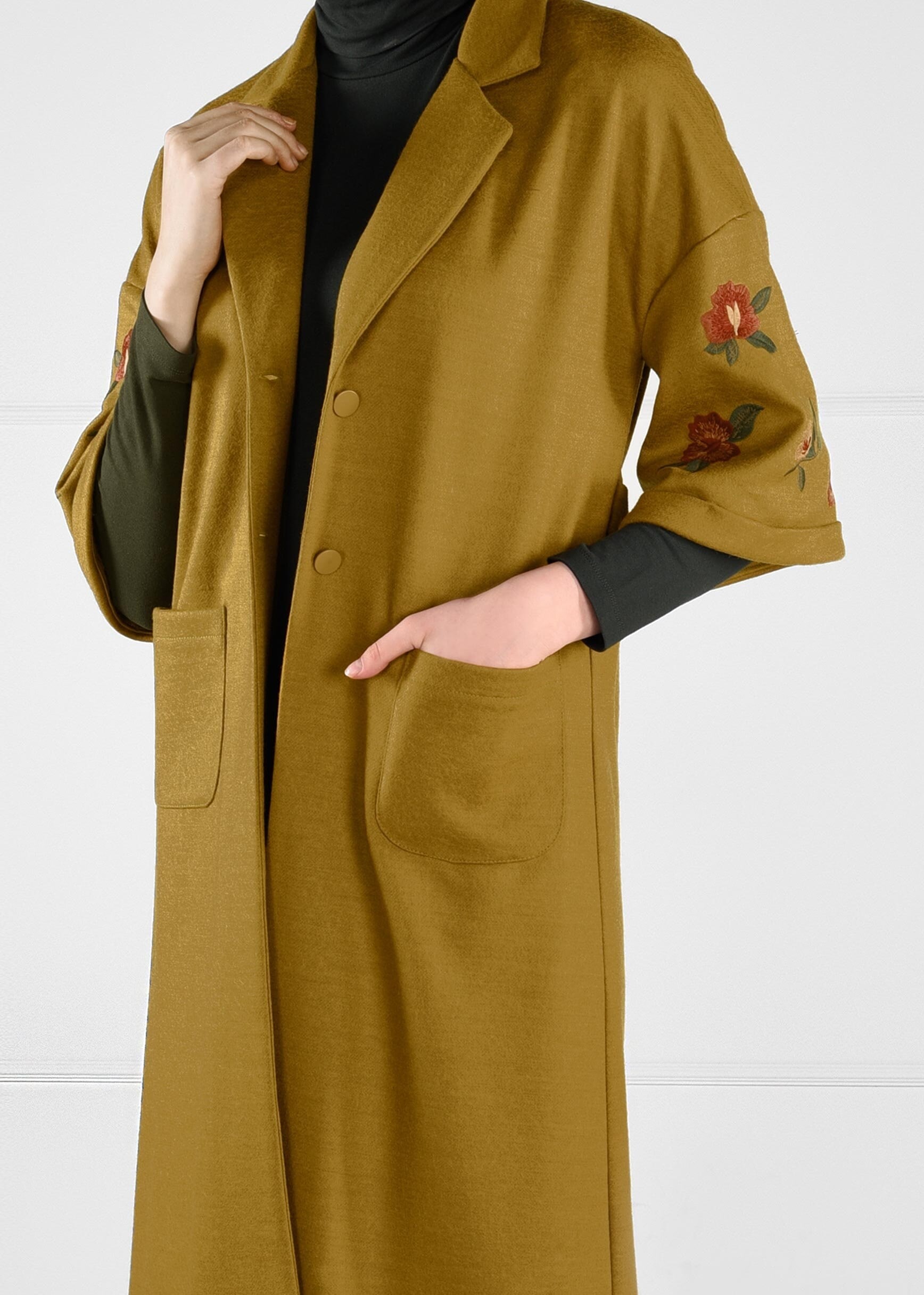 Hijab clothing GREEN EMBROIDERED JACKET 4839