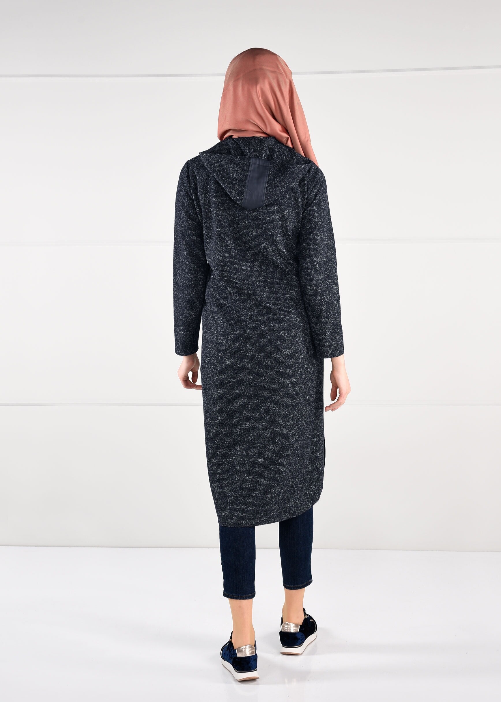 Tesettür giyim LACİVERT KAPÜŞONLU CEPLİ CEKET 4863 