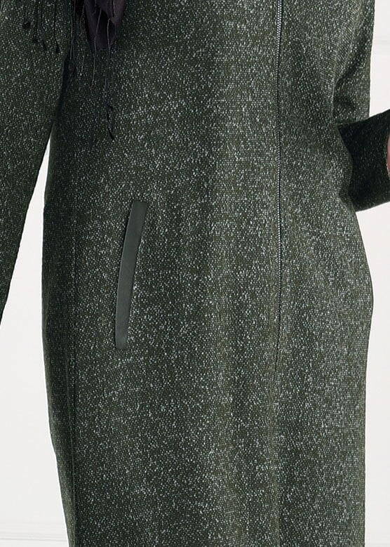 Tesettür giyim YEŞİL KAPÜŞONLU CEPLİ CEKET 4863 