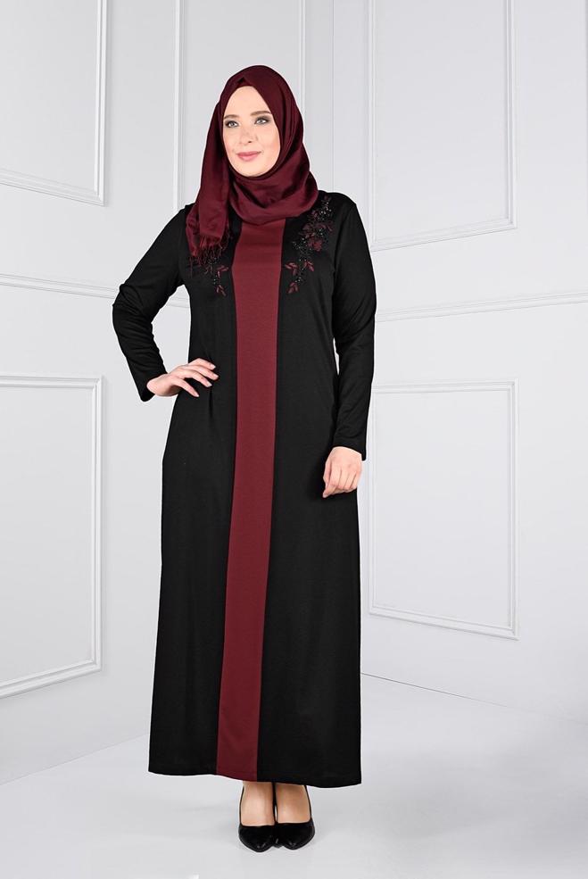 Hijab clothing BLACK BEADED DRESS 2742  - ALVİNA