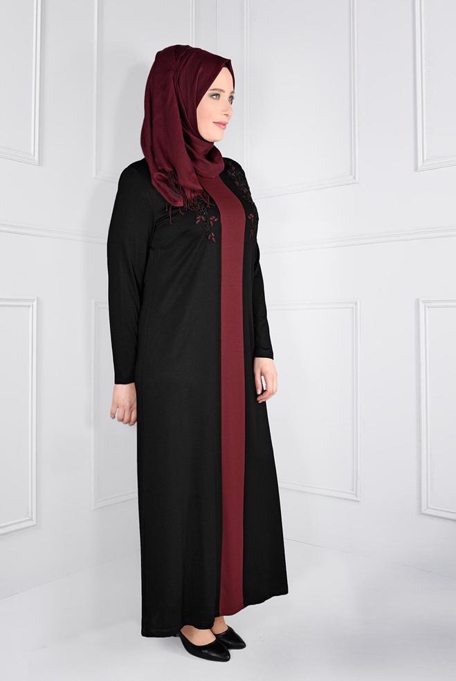 Hijab clothing BLACK BEADED DRESS 2742  - ALVİNA
