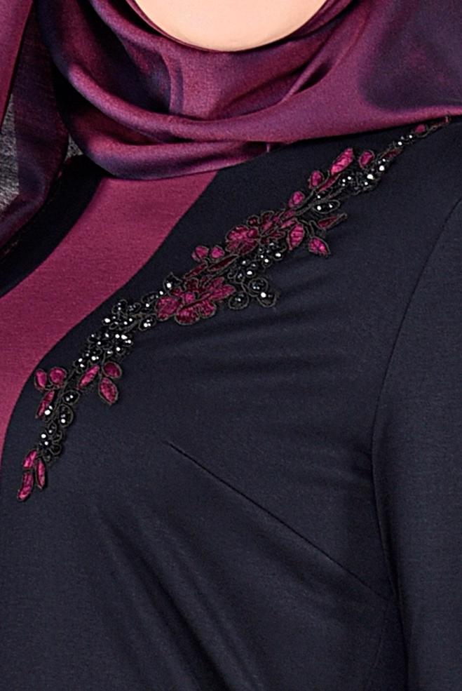 Hijab clothing BLACK BEADED DRESS 2742  - ALVİNA