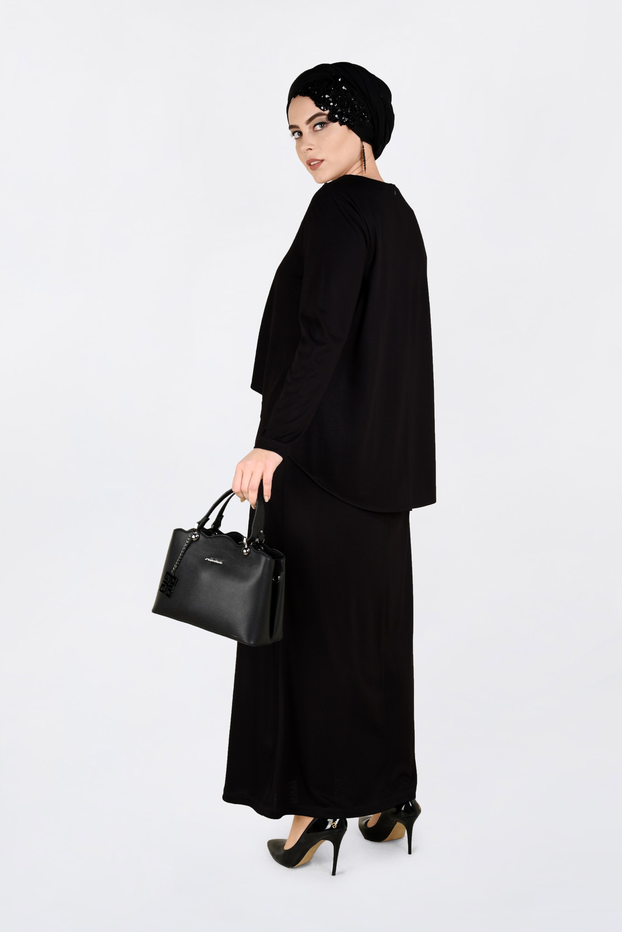 Vêtements hijab NOIR ROBE À VOLANTS 2751 