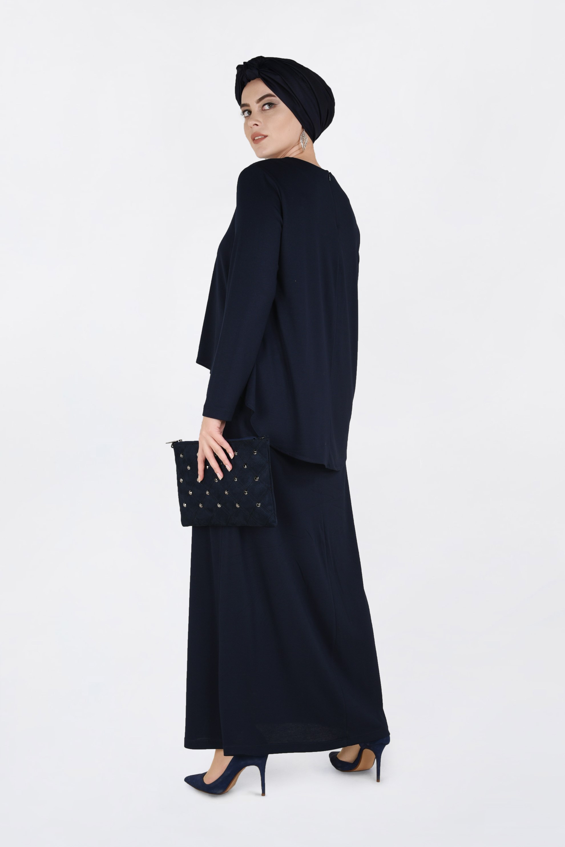 Vêtements hijab BLEU MARINE ROBE À VOLANTS 2751 