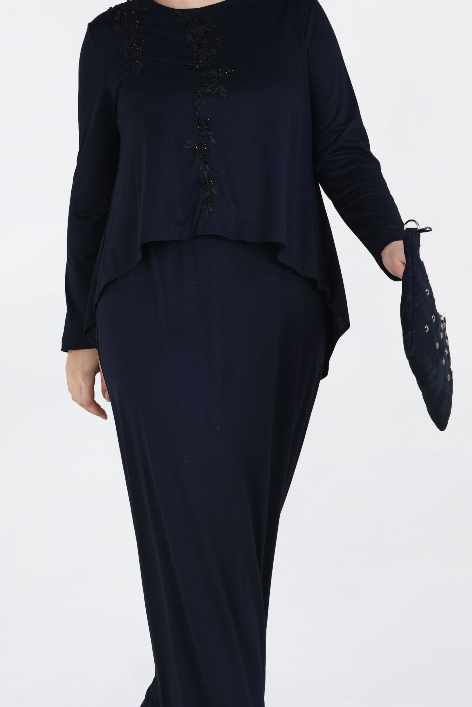 Vêtements hijab BLEU MARINE ROBE À VOLANTS 2751 