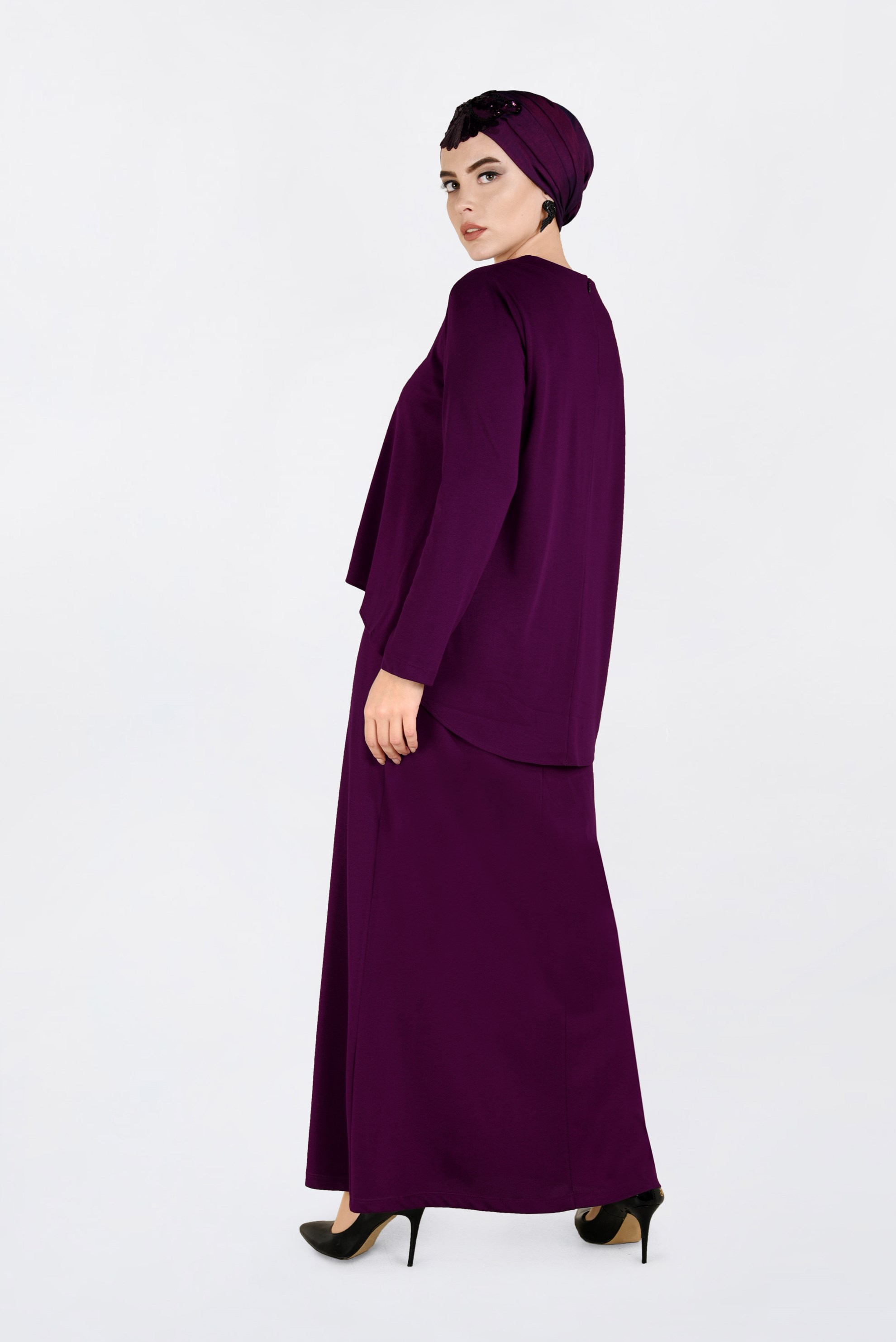Vêtements hijab POURPRE ROBE À VOLANTS 2751 