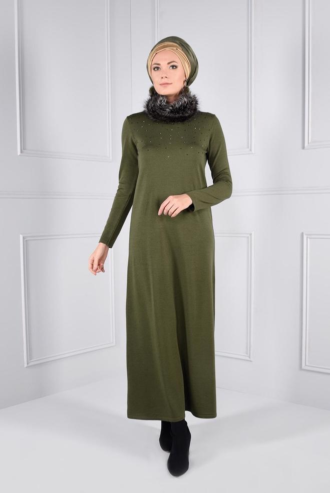 Tesettür giyim   TRİKO ELBİSE 4579 - ALVİNA