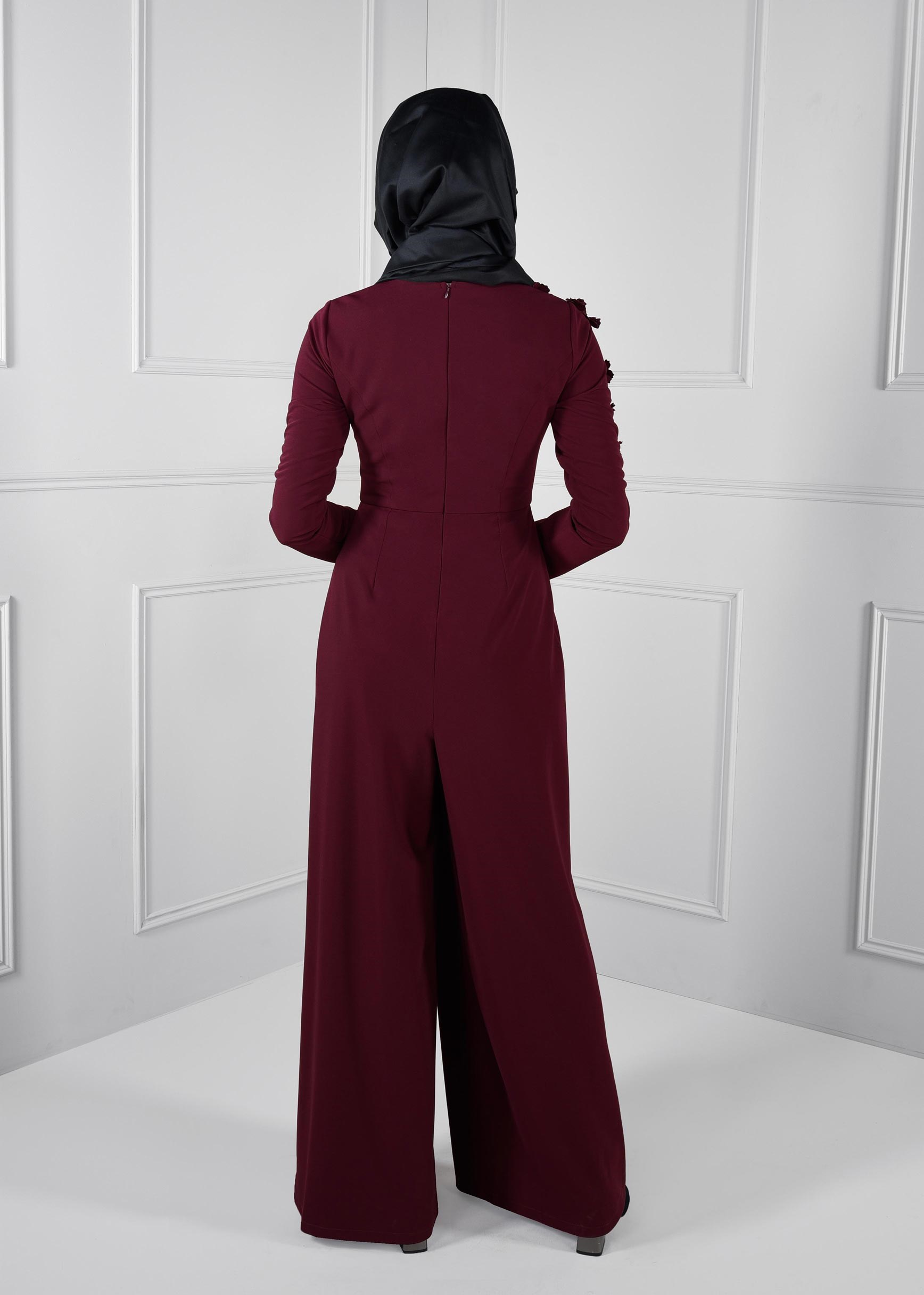 Vêtements hijab PRUNE COMBINAISON À FLEURIE 4677 