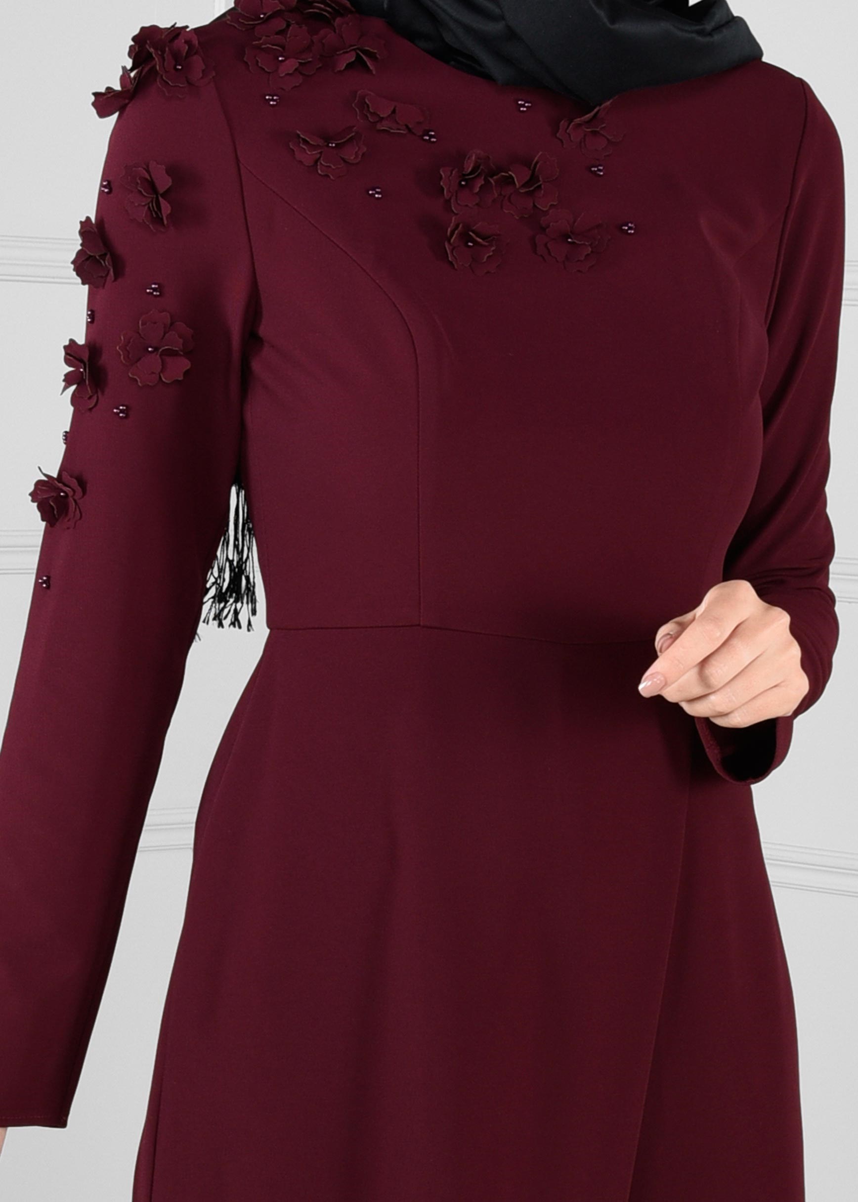 Vêtements hijab PRUNE COMBINAISON À FLEURIE 4677 