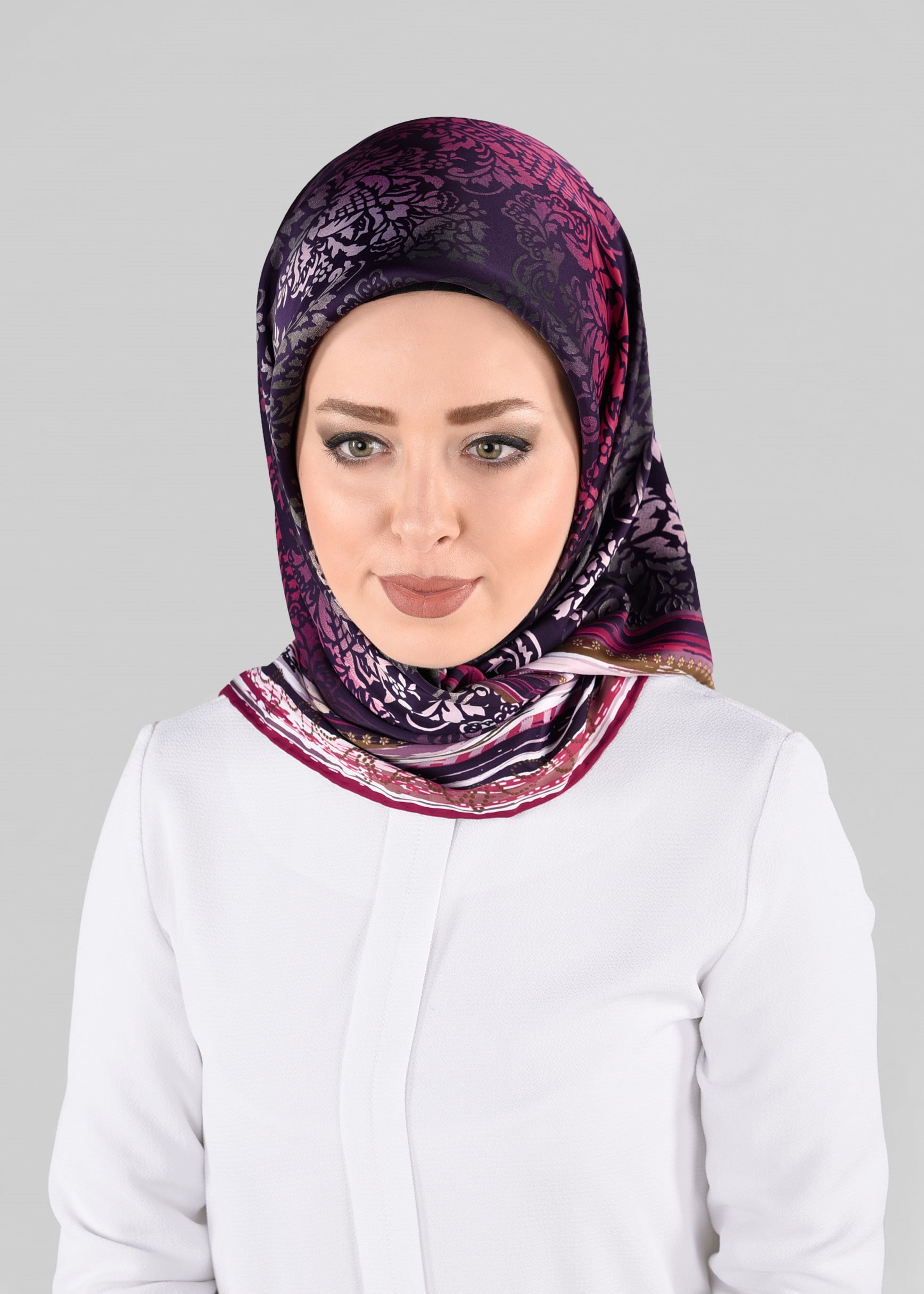 Tesettür giyim MOR 10063-1 ALVİNA DESENLİ EŞARP