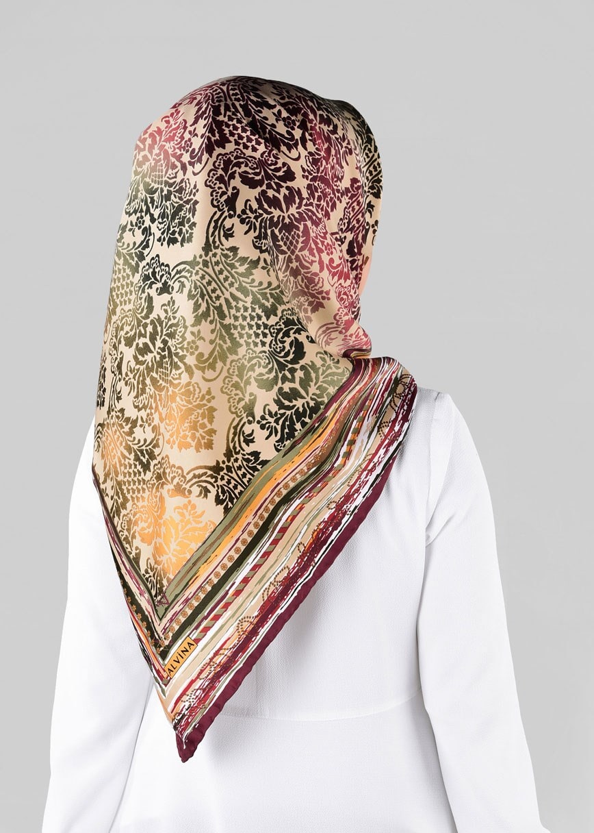 Tesettür giyim ALTIN 10063-1 ALVİNA DESENLİ EŞARP